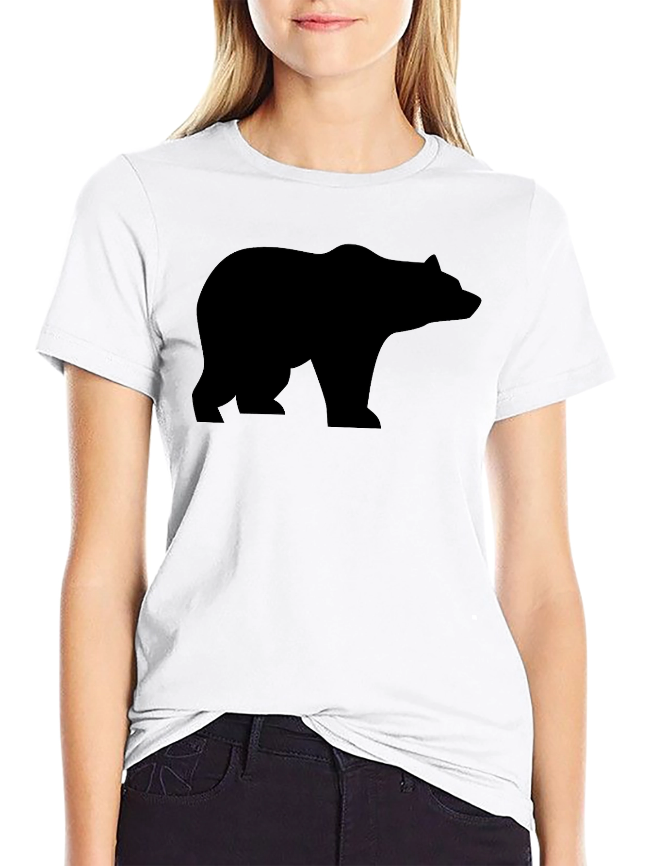 Mens Black Bear Graphic Tee - Classic Crew Neck