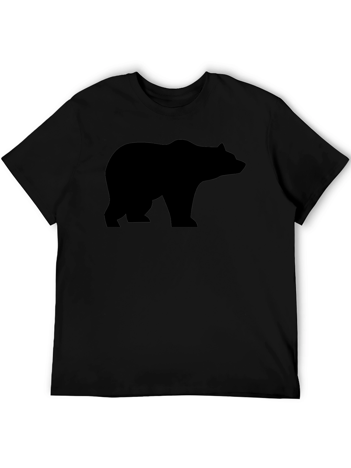Mens Black Bear Graphic Tee - Classic Crew Neck