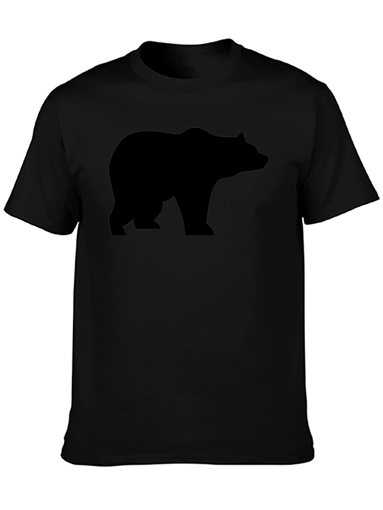 Mens Black Bear Graphic Tee - Classic Crew Neck