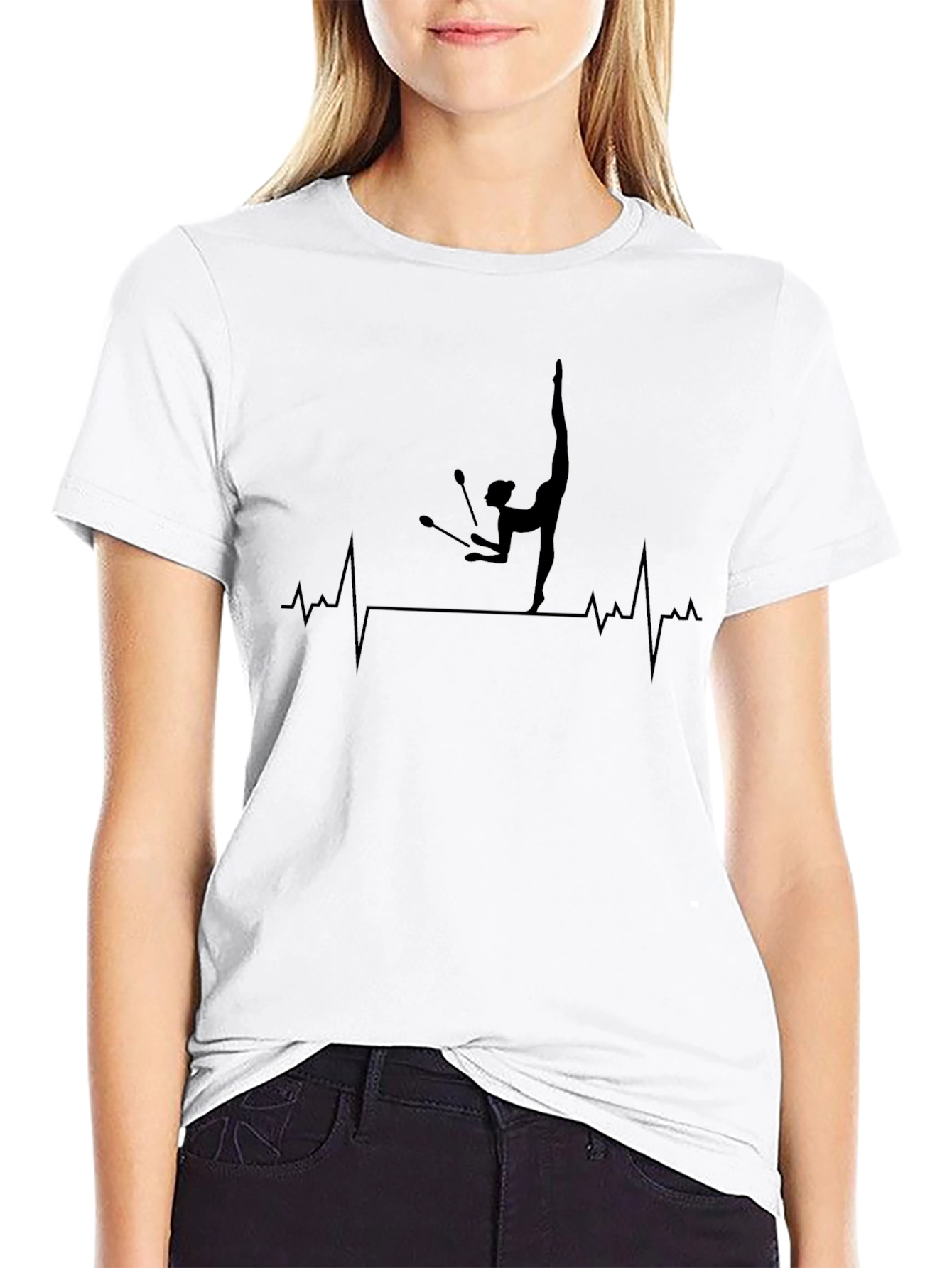Gymnastics Heartbeat T-Shirt - Rhythmic Gymnast Tee