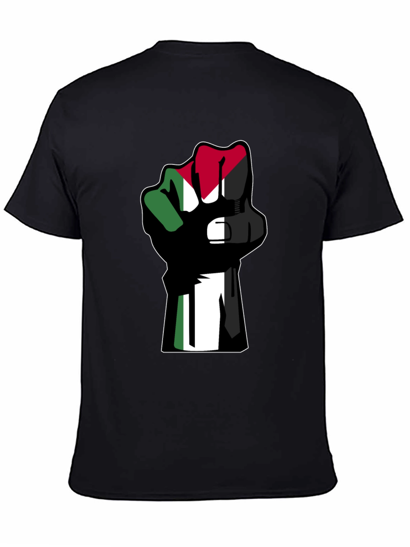 Flag Fist Black T-Shirt - Palestine Solidarity