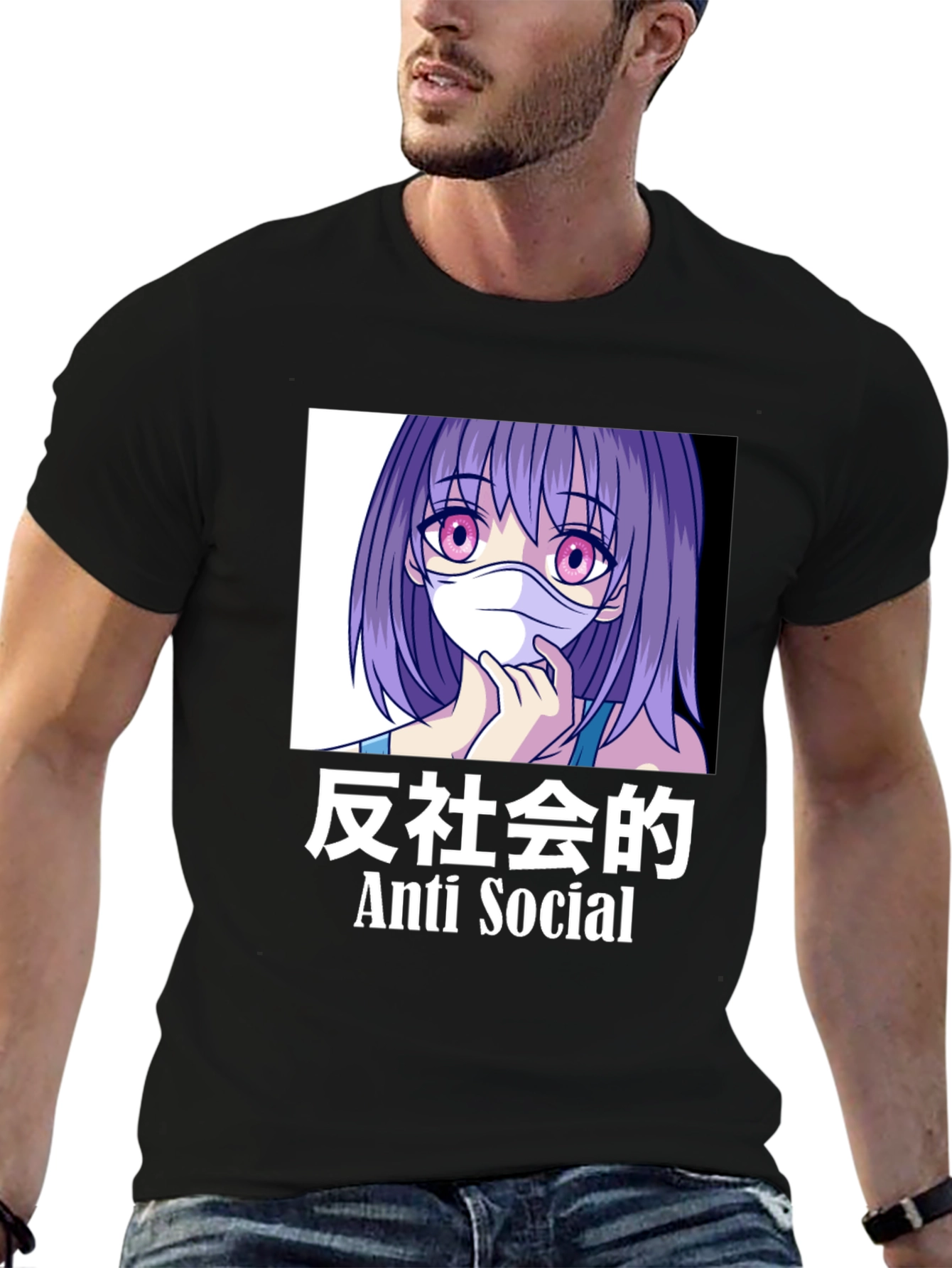 Anti Social Anime Girl Graphic T-Shirt