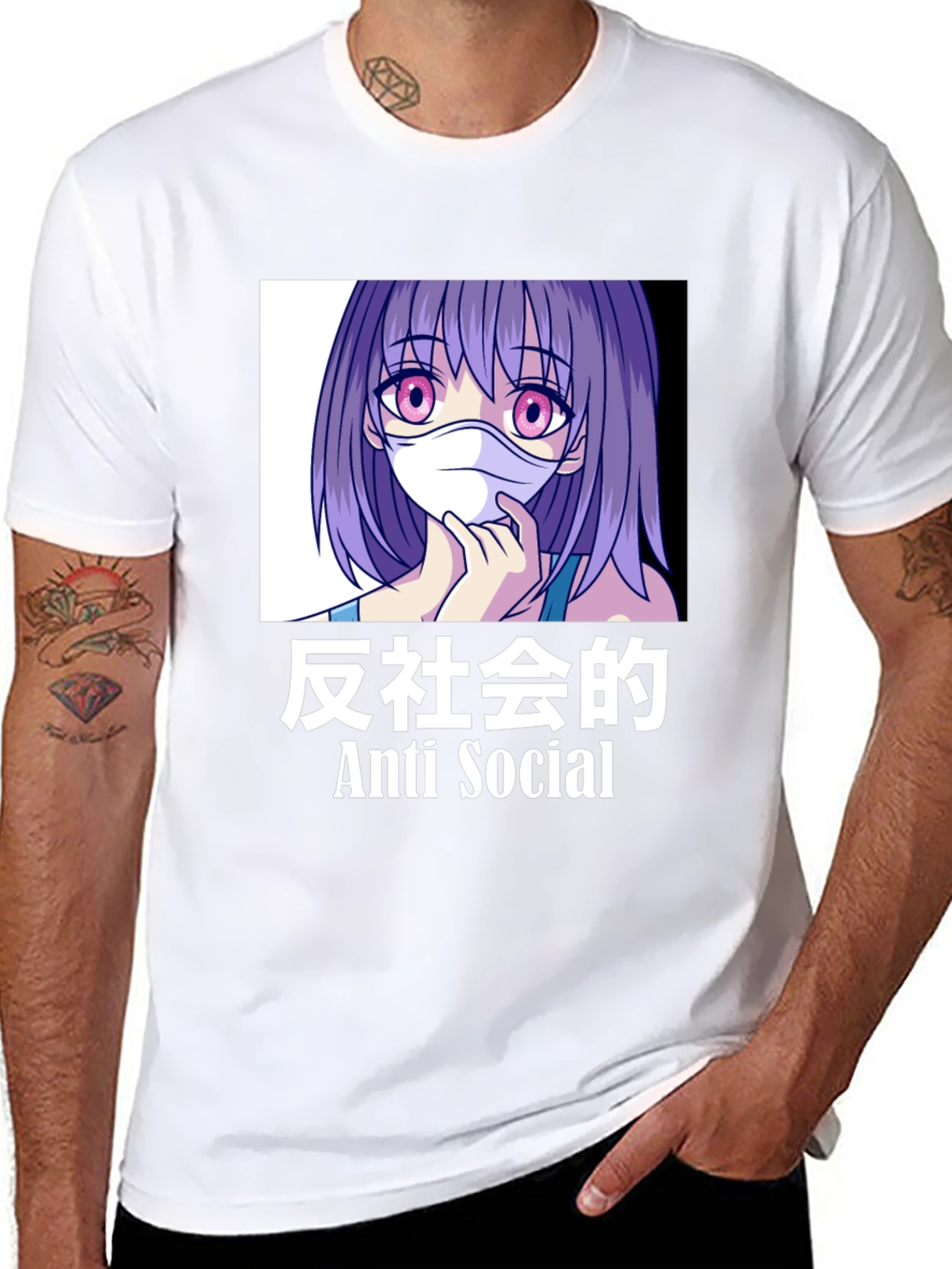 Anti Social Anime Girl Graphic T-Shirt