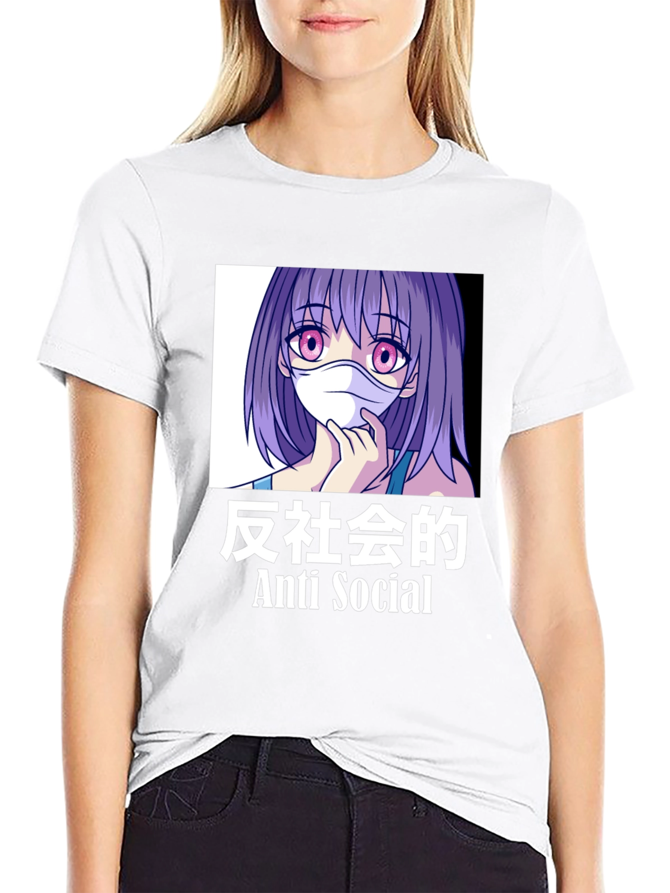 Anti Social Anime Girl Graphic T-Shirt
