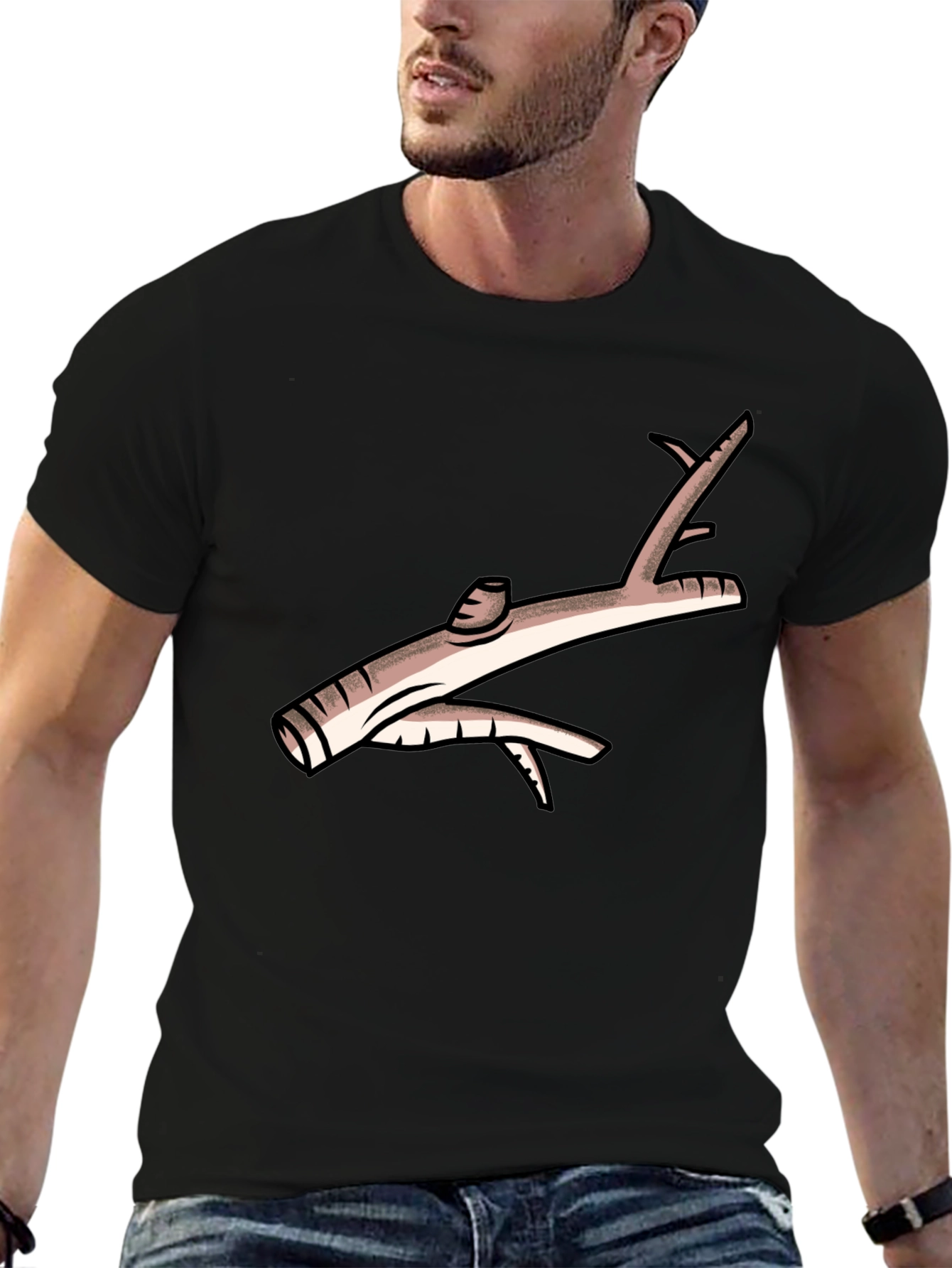 Novelty Branch Graphic Black T-Shirt