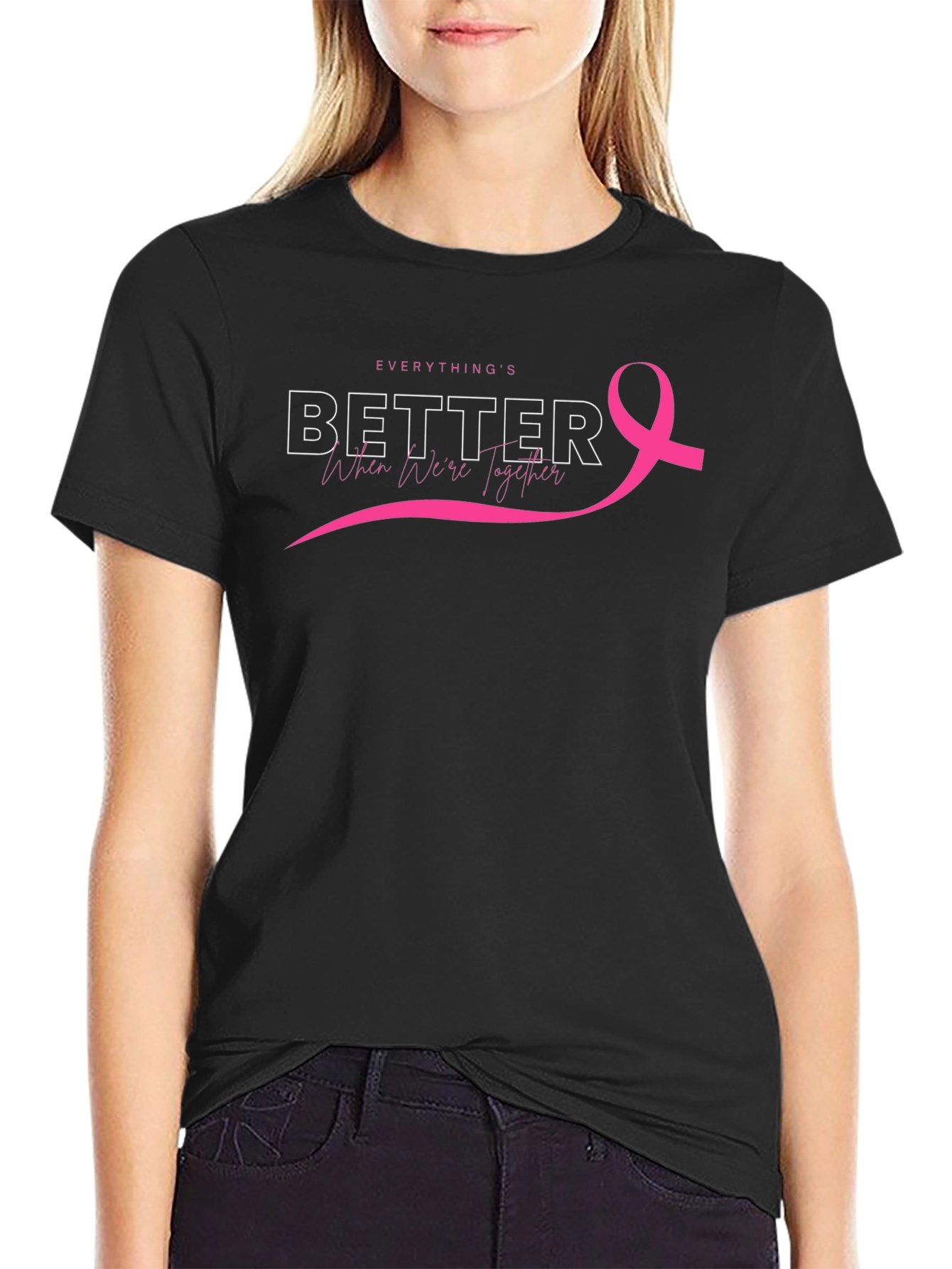 Everythings Better Together Breast Cancer Awareness Tee