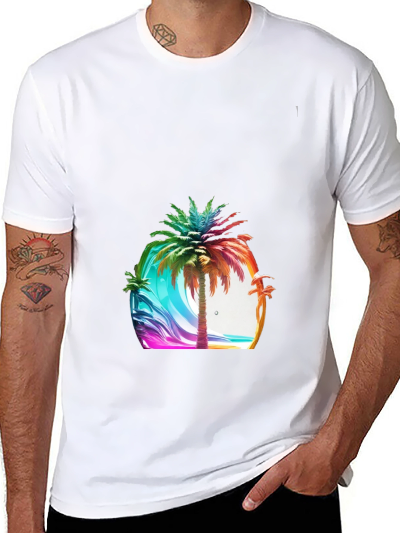 Vibrant Palm Tree Graphic Tee - Island Vibes