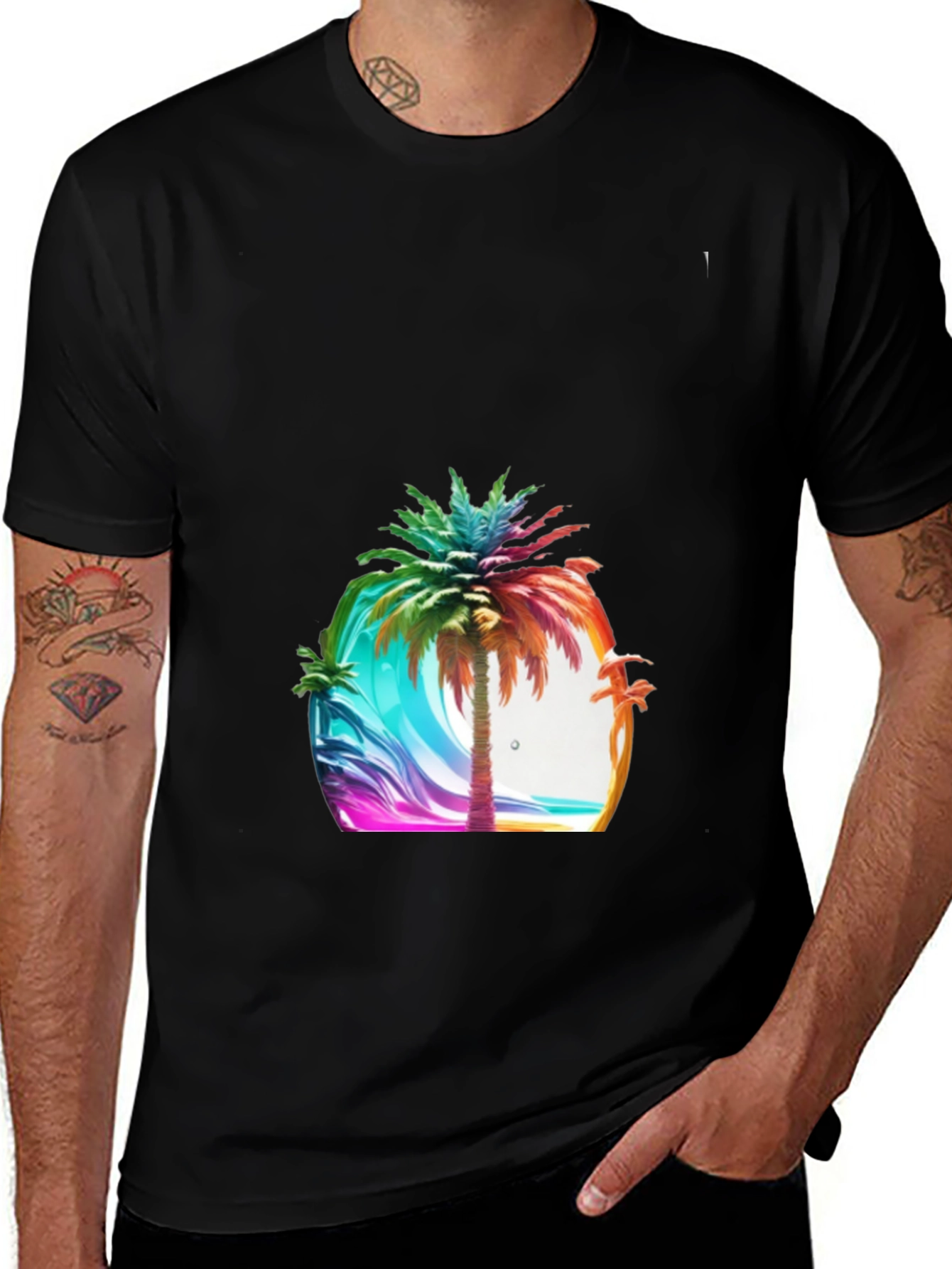 Vibrant Palm Tree Graphic Tee - Island Vibes