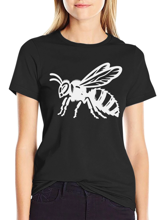 Mens Black T-Shirt with White Bee Graphic
