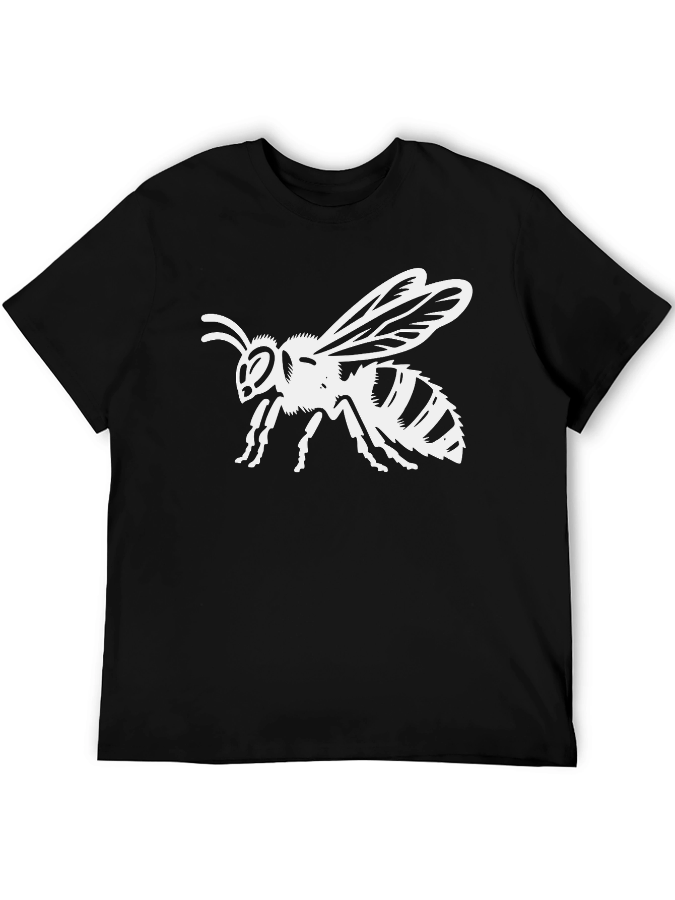 Mens Black T-Shirt with White Bee Graphic