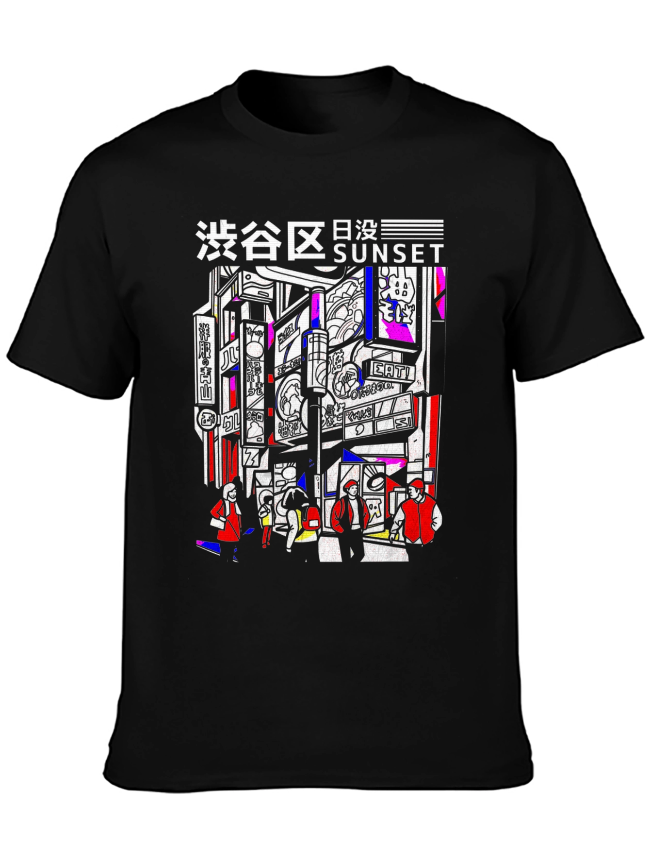 Tokyo Sunset Graphic Tee - Black