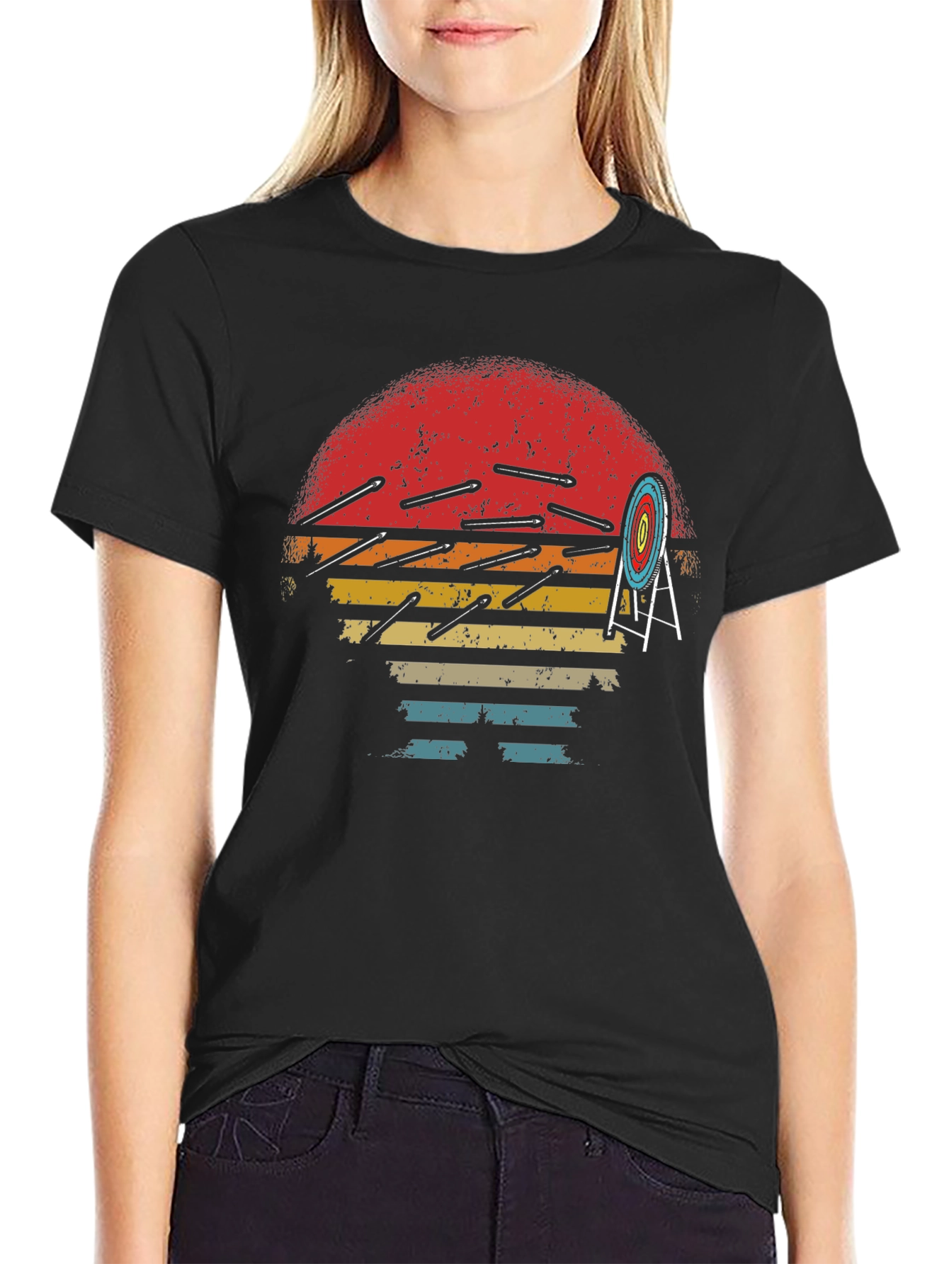 Archery Arrow Sunset Graphic T-Shirt