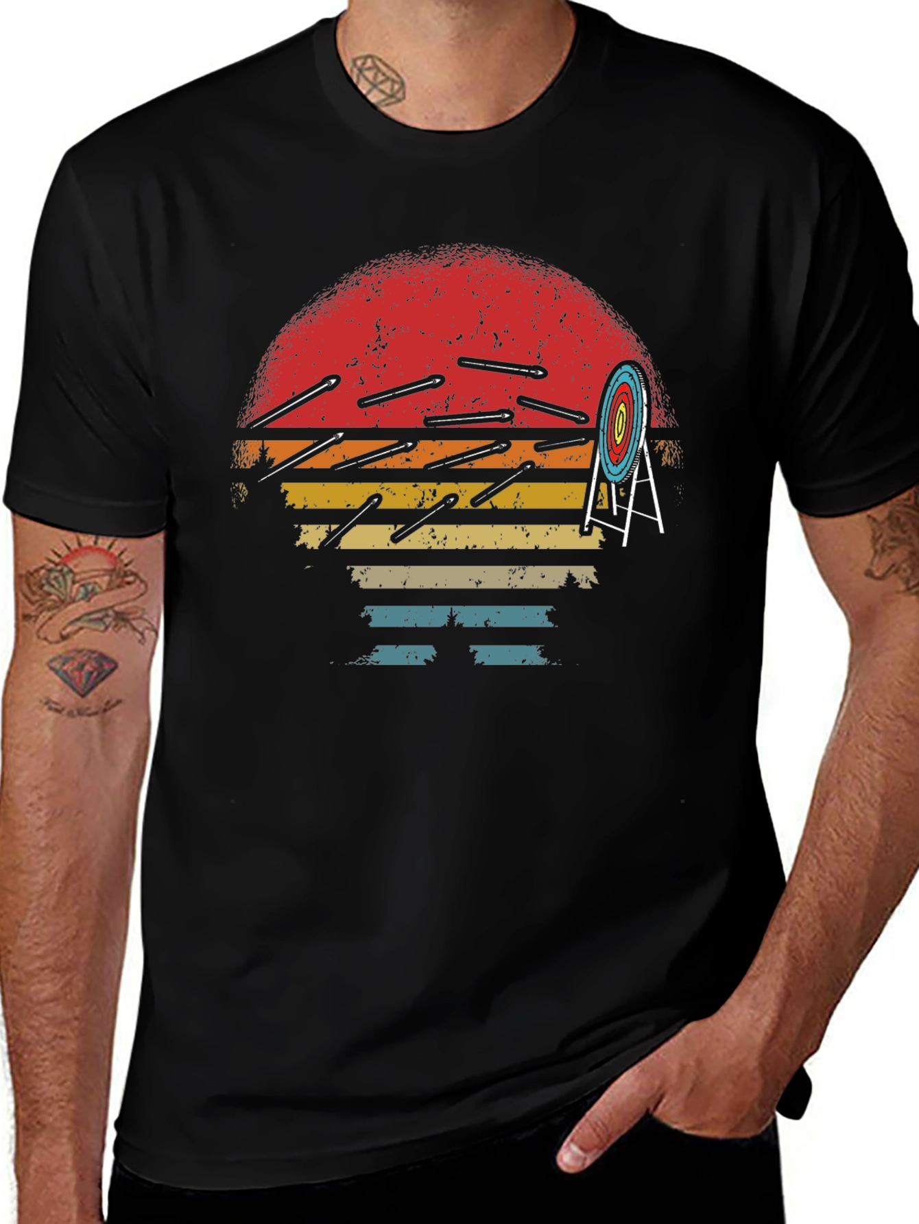Archery Arrow Sunset Graphic T-Shirt