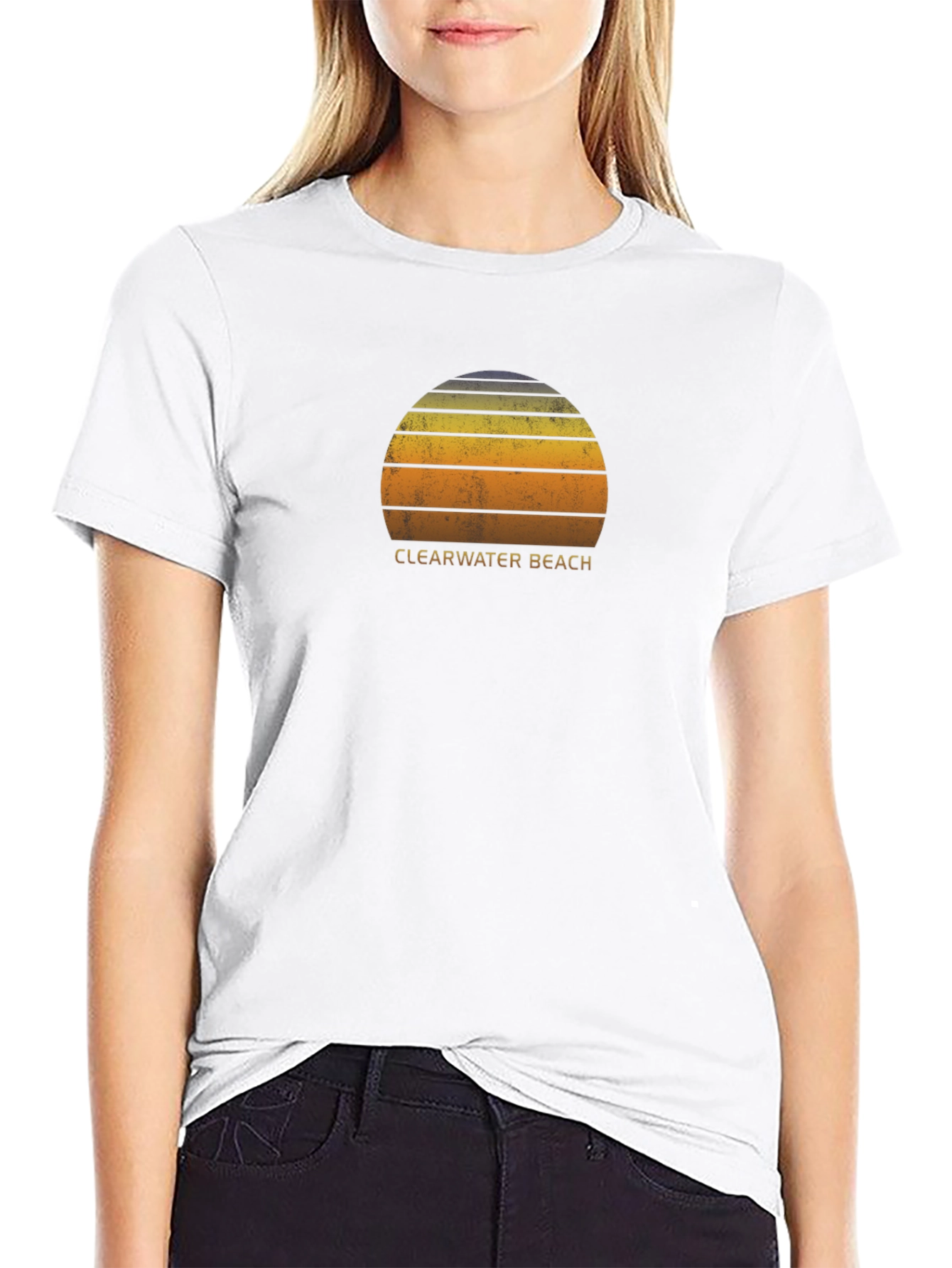 Clearwater Beach Sunset Graphic Tee - Retro Style