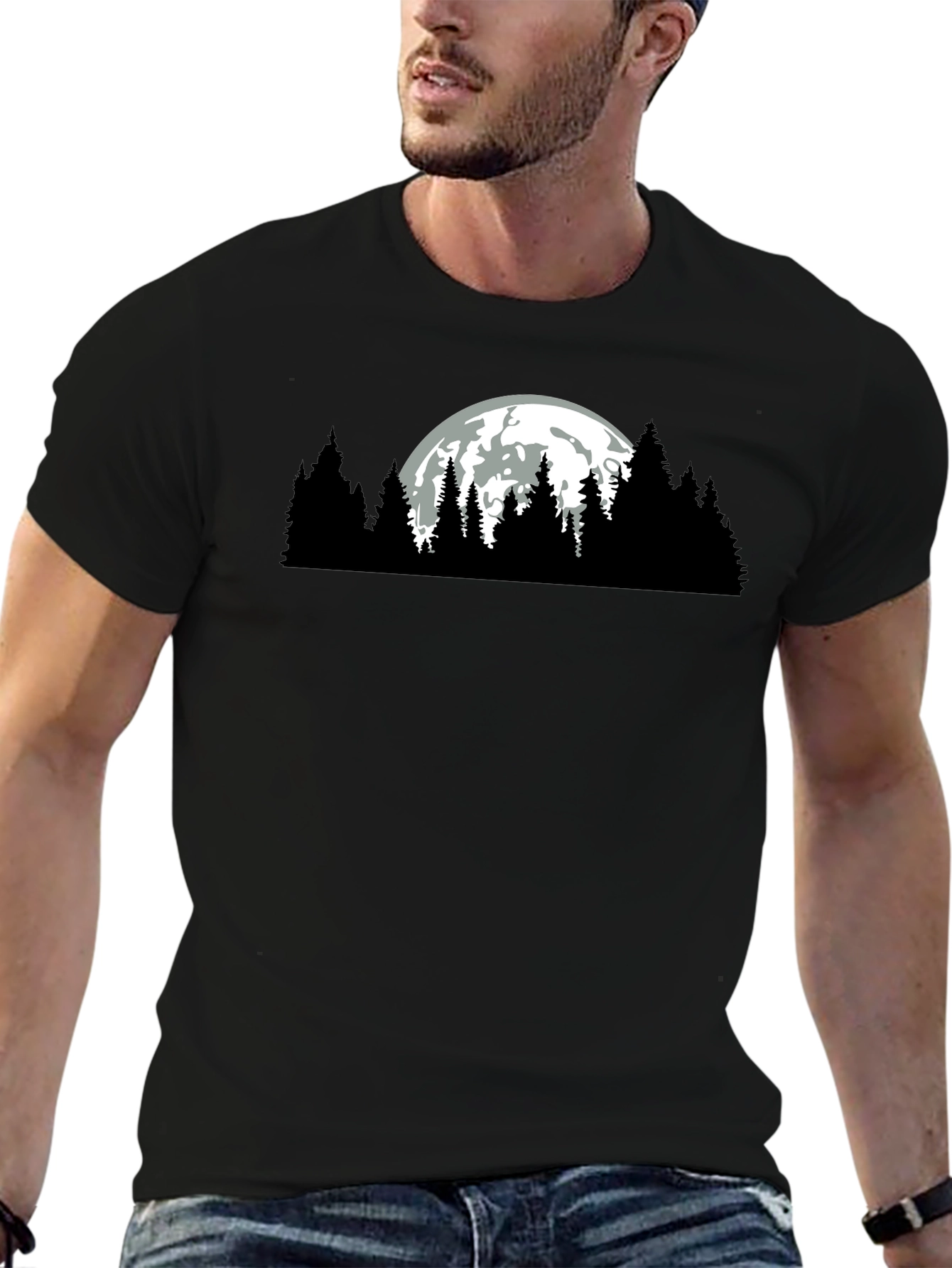 Nature Moon Graphic Tee - Black