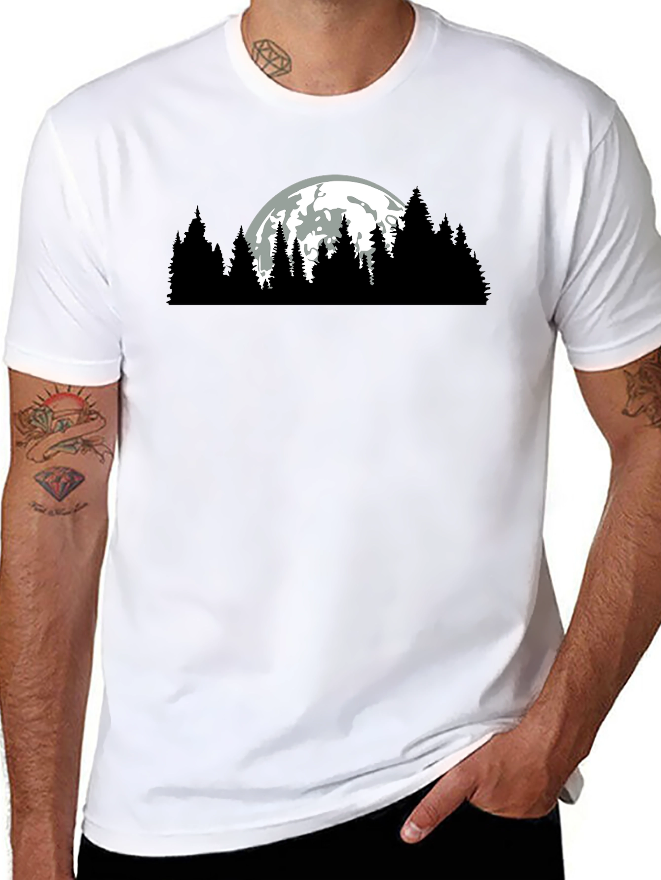 Nature Moon Graphic Tee - Black