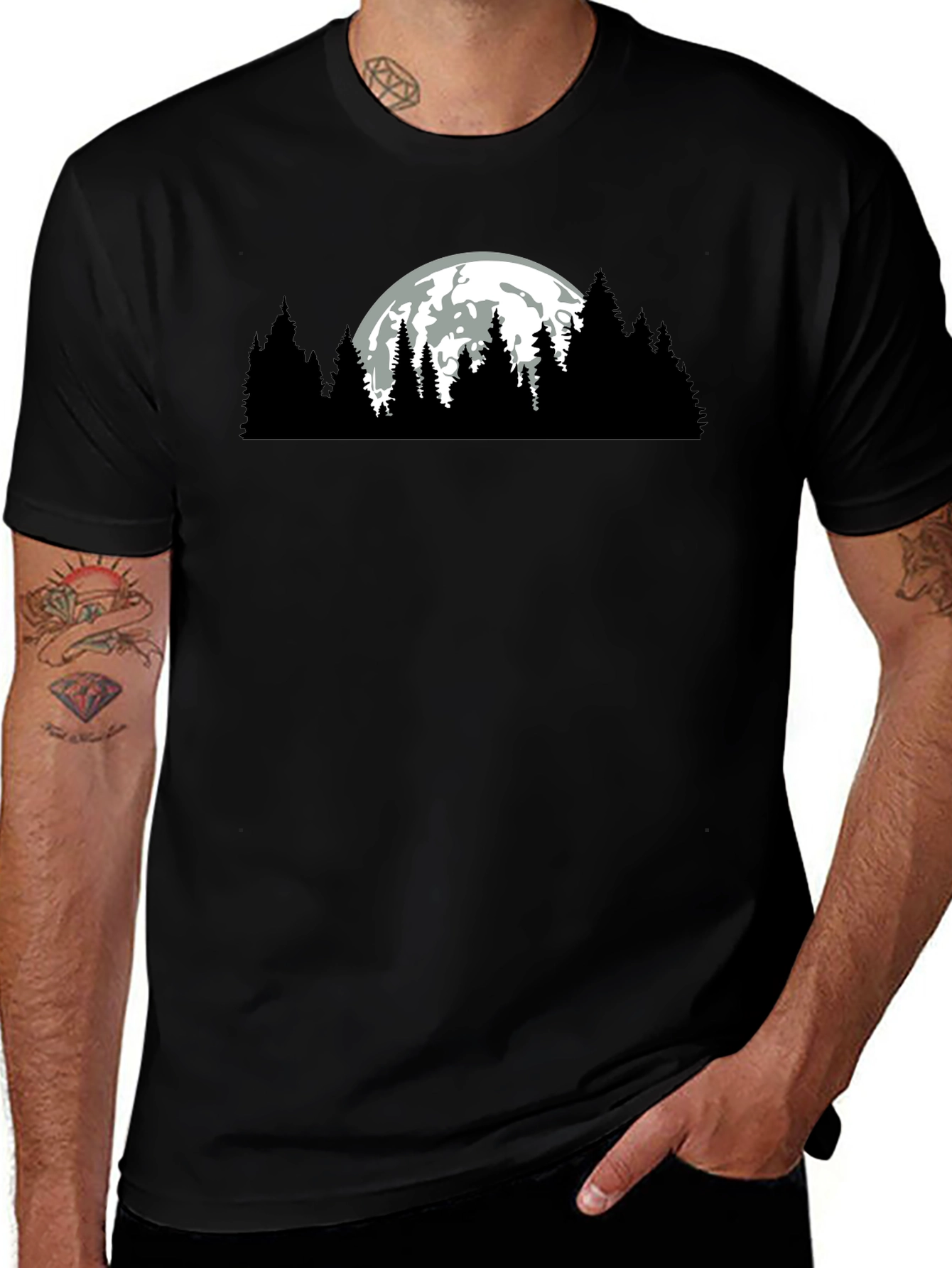 Nature Moon Graphic Tee - Black