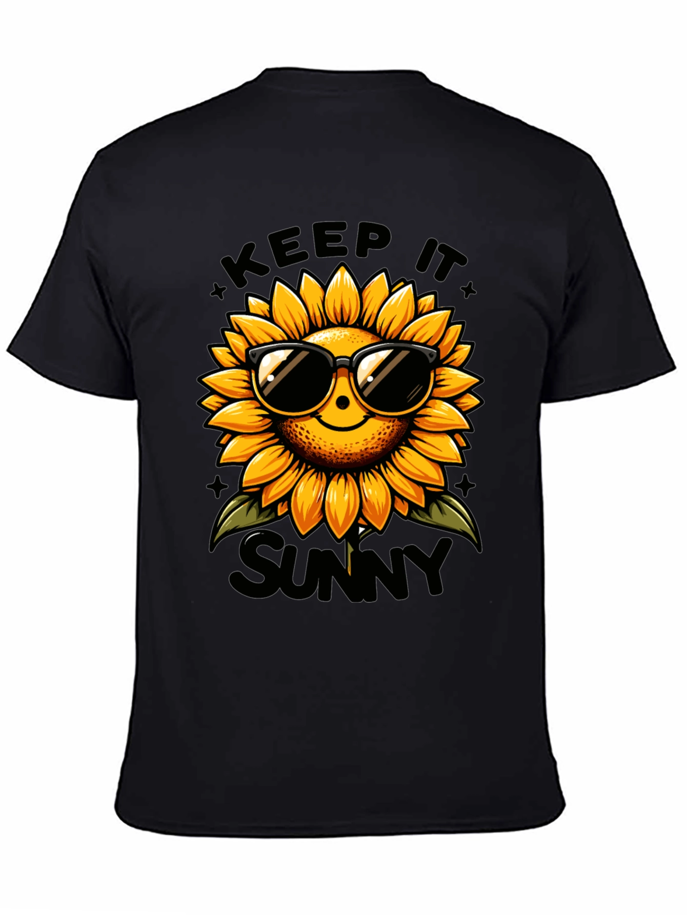 Keep It Sunny Sunflower Graphic Tee - Black