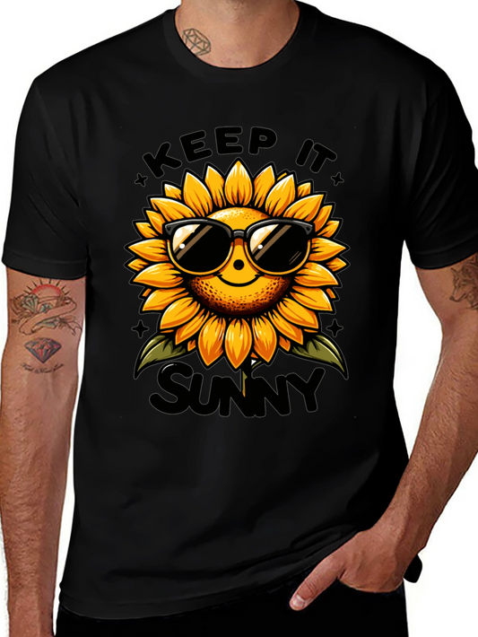 Keep It Sunny Sunflower Graphic Tee - Black