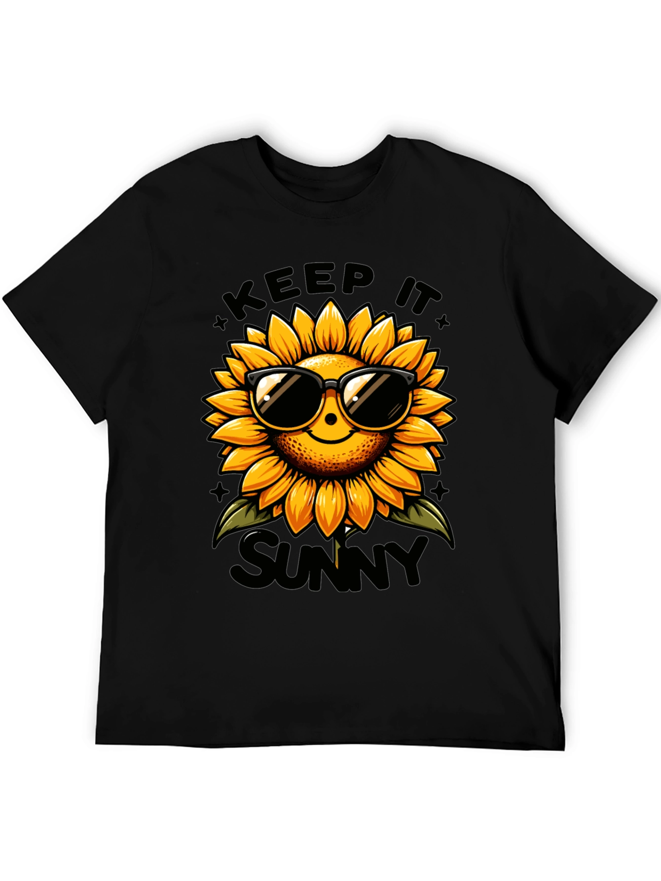 Keep It Sunny Sunflower Graphic Tee - Black