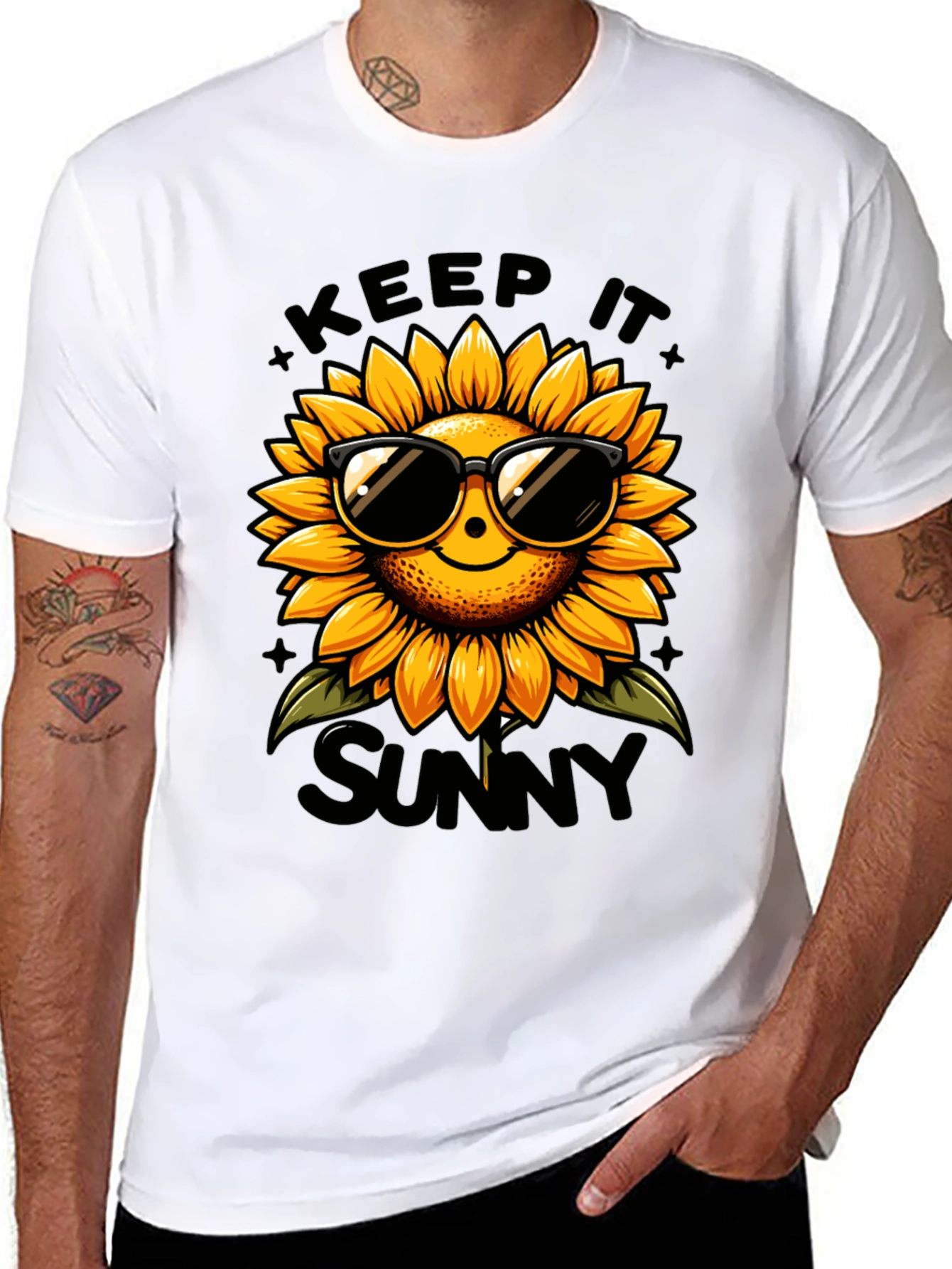 Keep It Sunny Sunflower Graphic Tee - Black