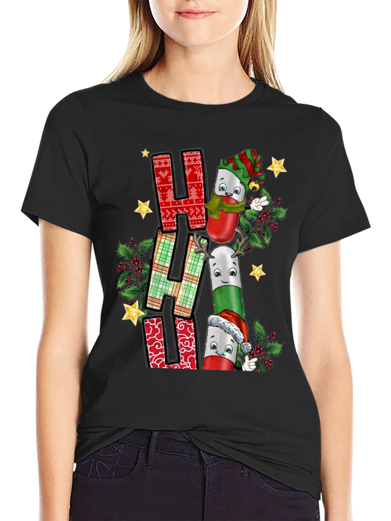 Festive HA HA HA Pills Christmas Graphic Tee