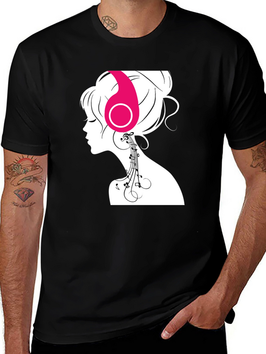 Silhouette Music Lover Tee - Stylish Black Graphic T-Shirt