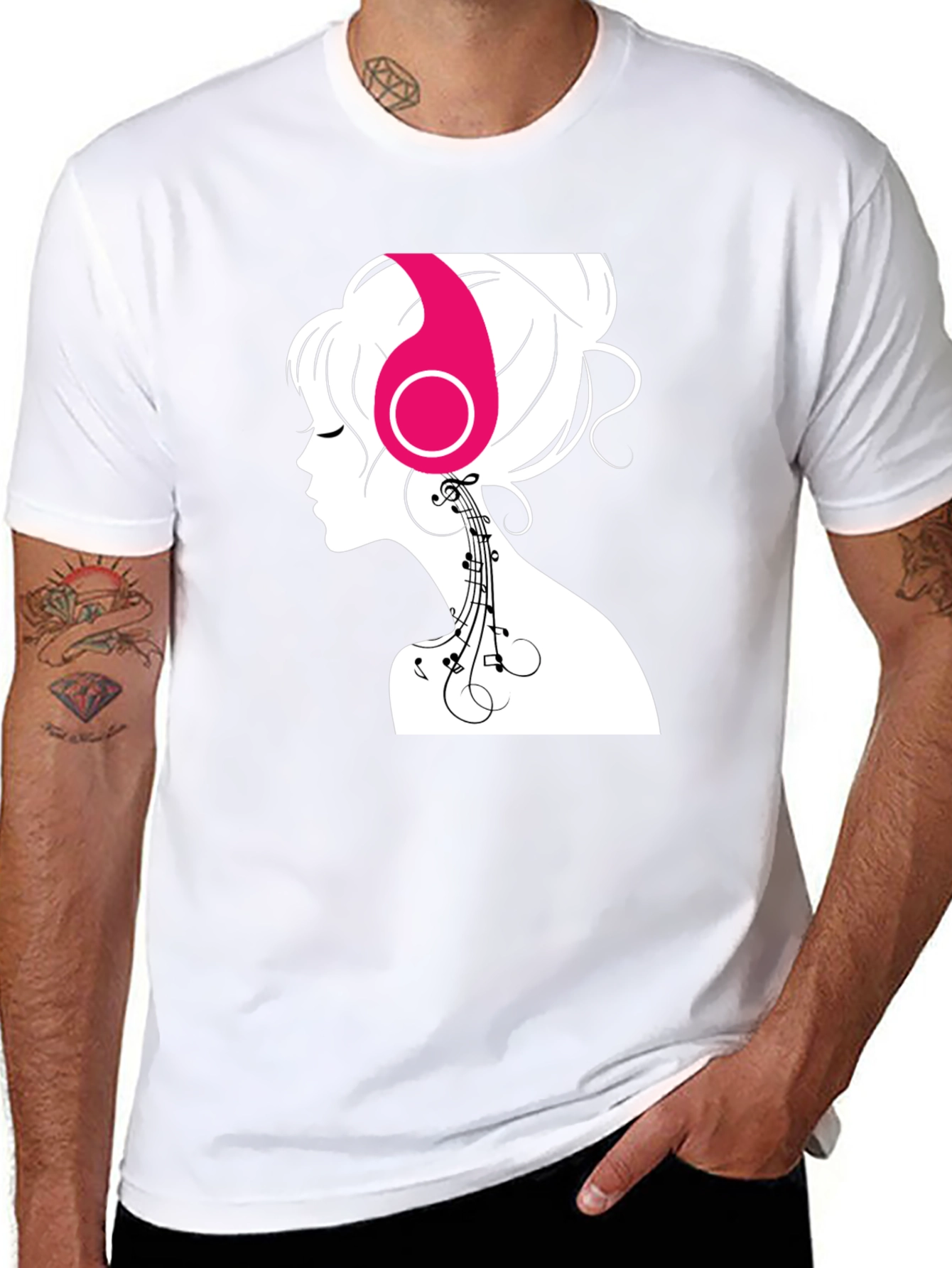 Silhouette Music Lover Tee - Stylish Black Graphic T-Shirt