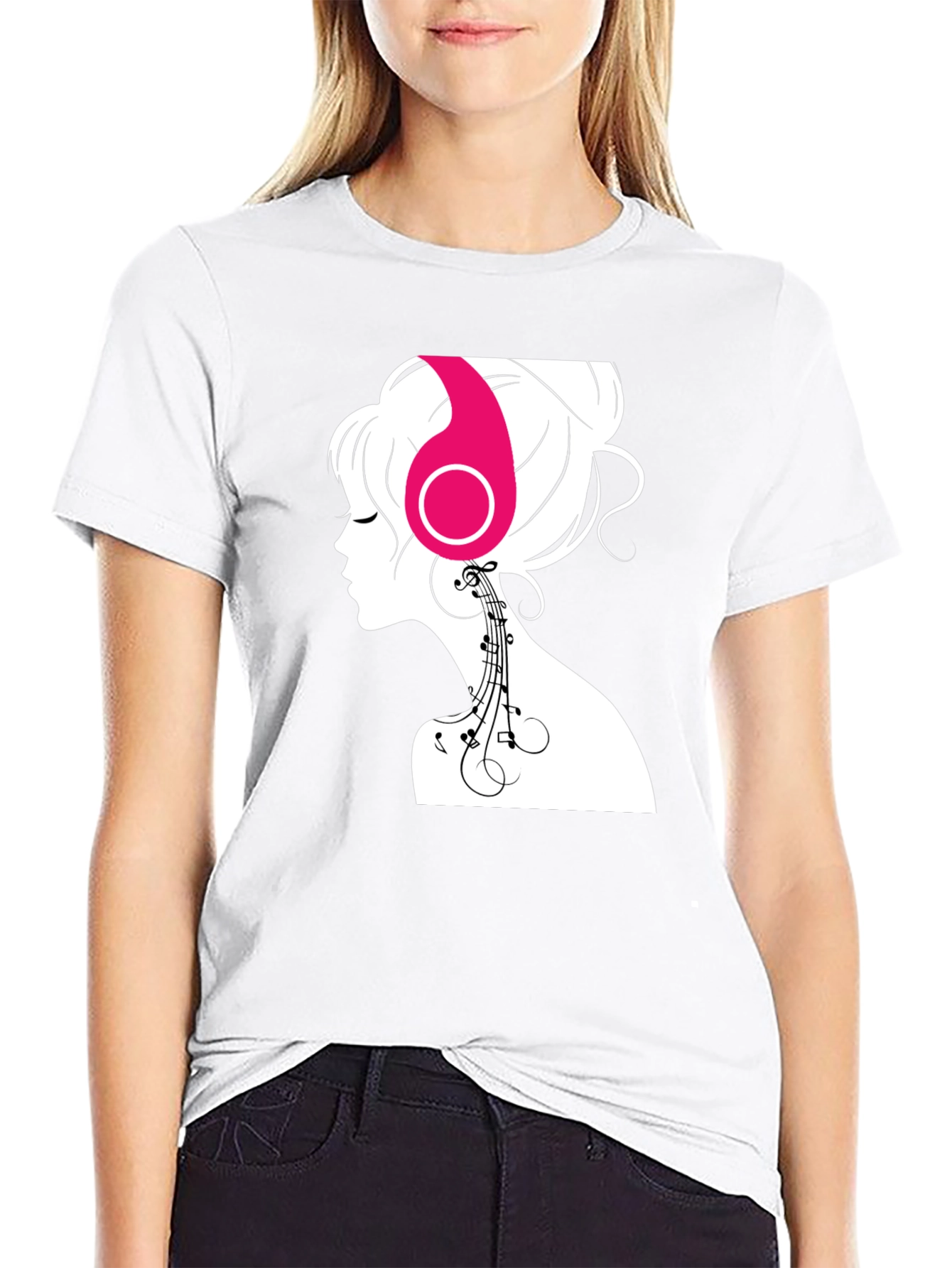 Silhouette Music Lover Tee - Stylish Black Graphic T-Shirt