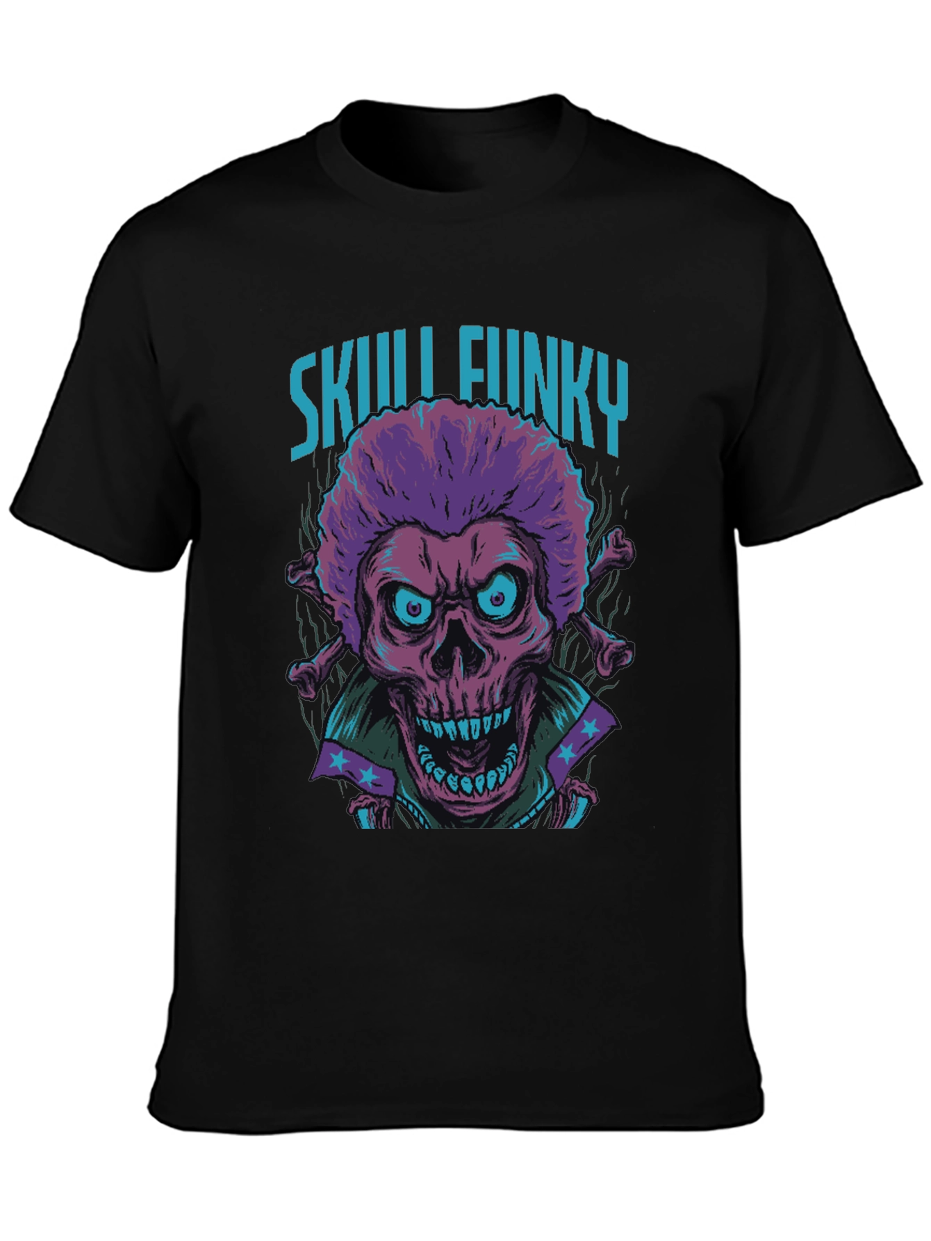 Skull Funky Graphic Print Tee - Unique Fashion