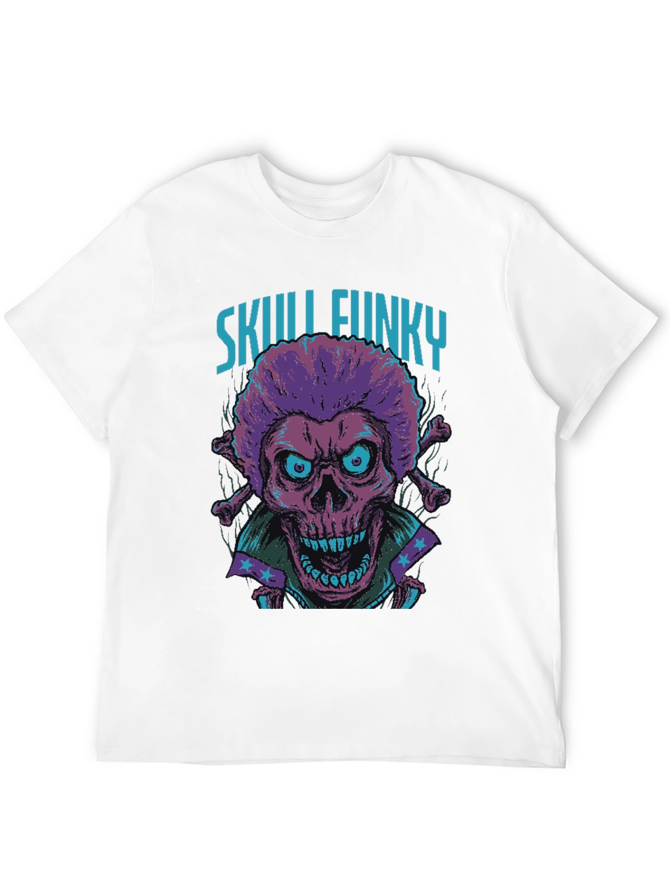 Skull Funky Graphic Print Tee - Unique Fashion