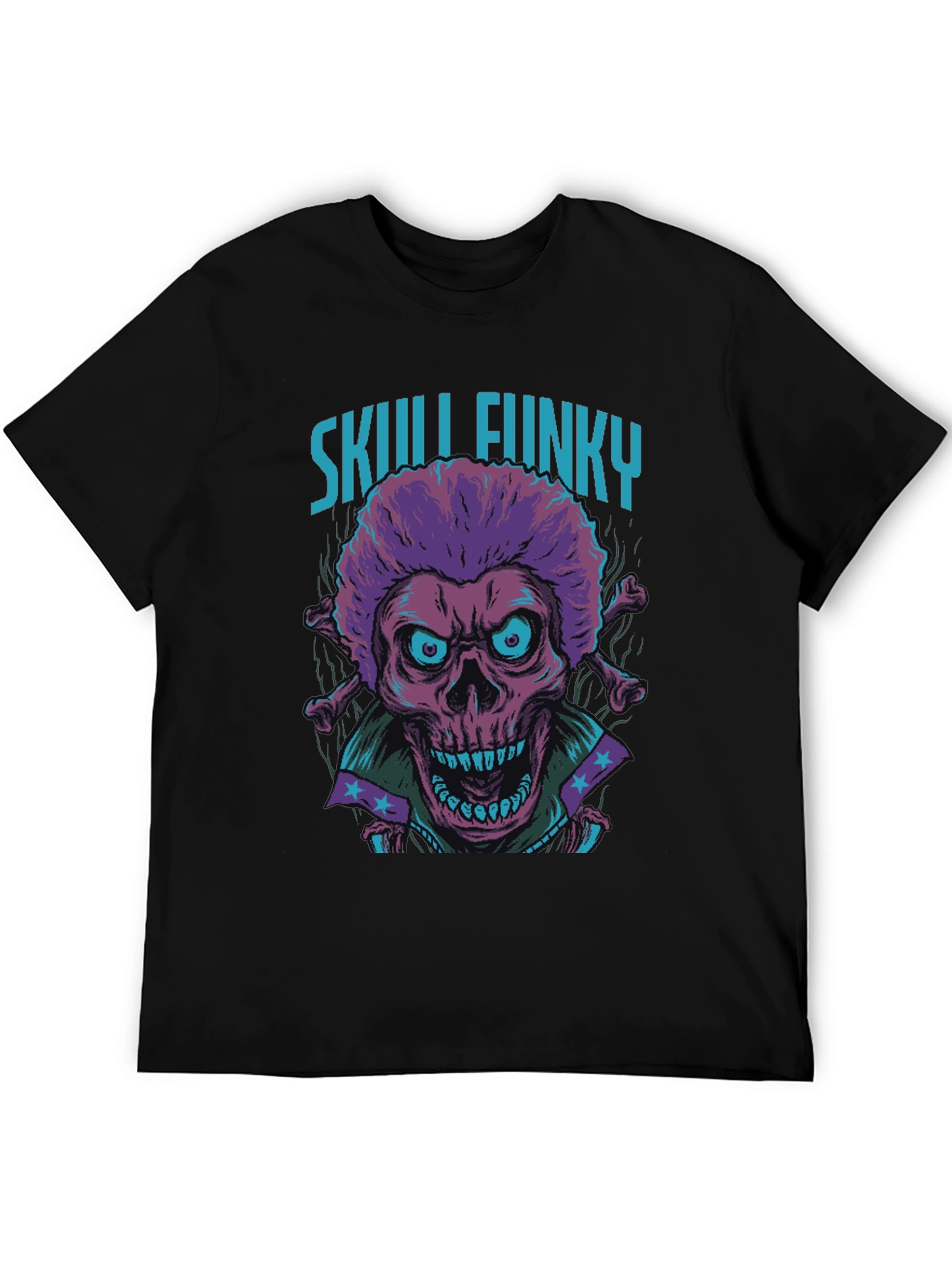 Skull Funky Graphic Print Tee - Unique Fashion