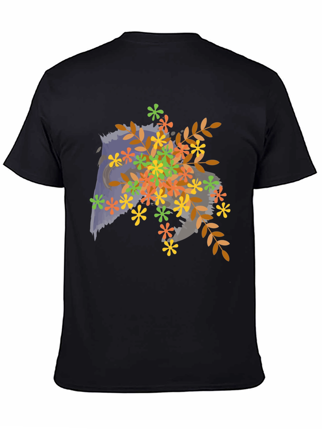 Floral Owl Graphic Tee - Mens Black T-Shirt
