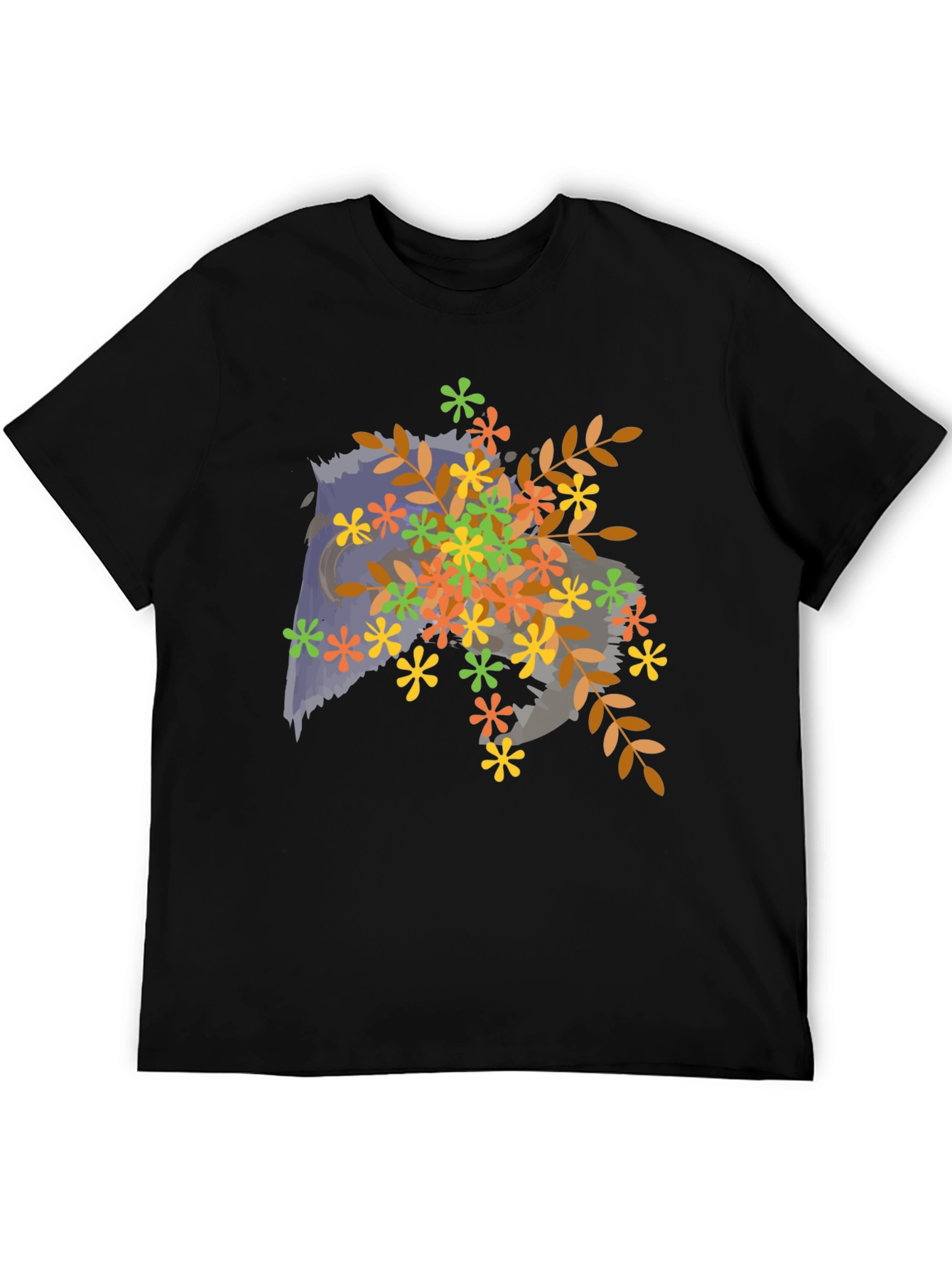 Floral Owl Graphic Tee - Mens Black T-Shirt