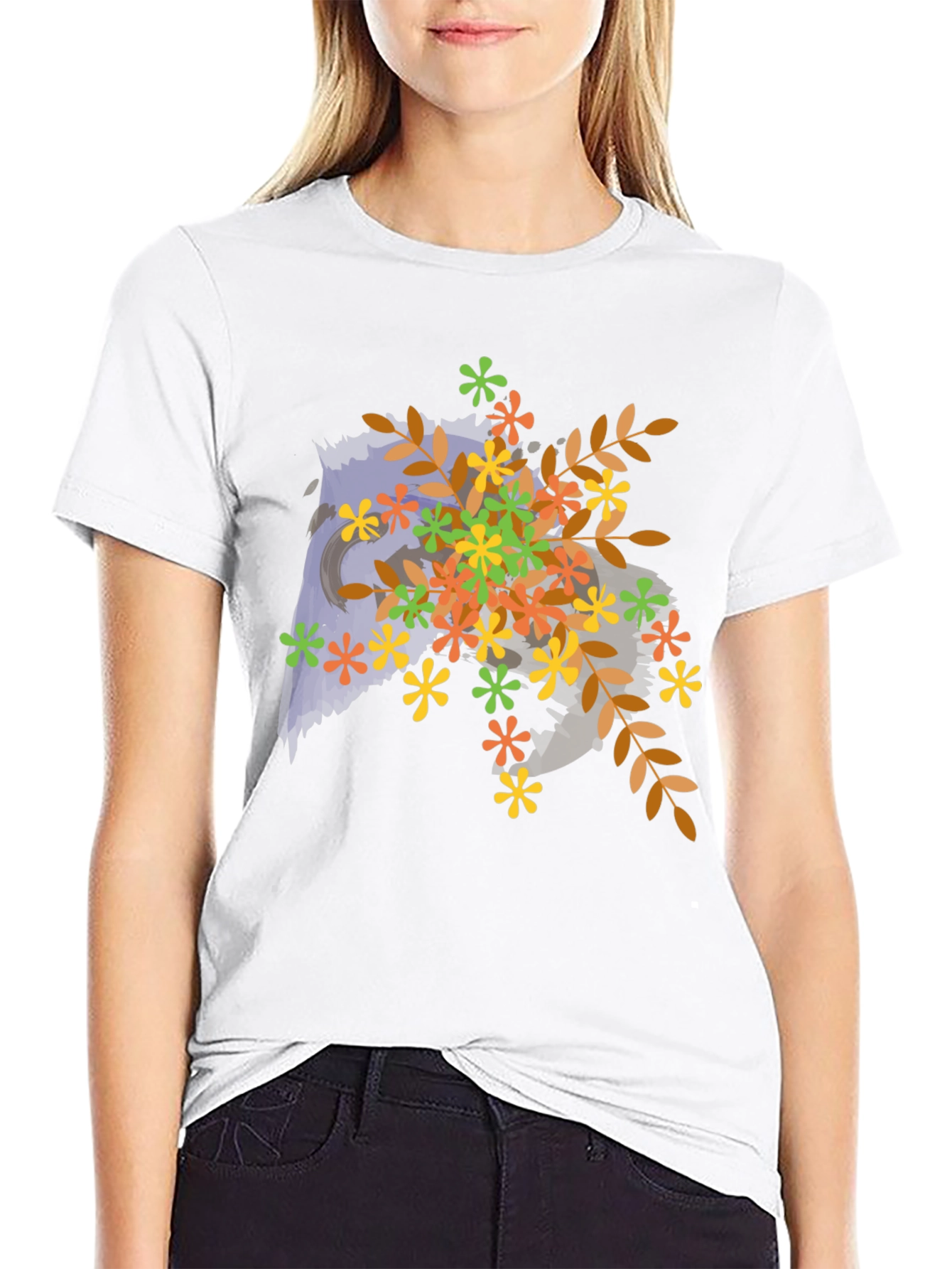 Floral Owl Graphic Tee - Mens Black T-Shirt