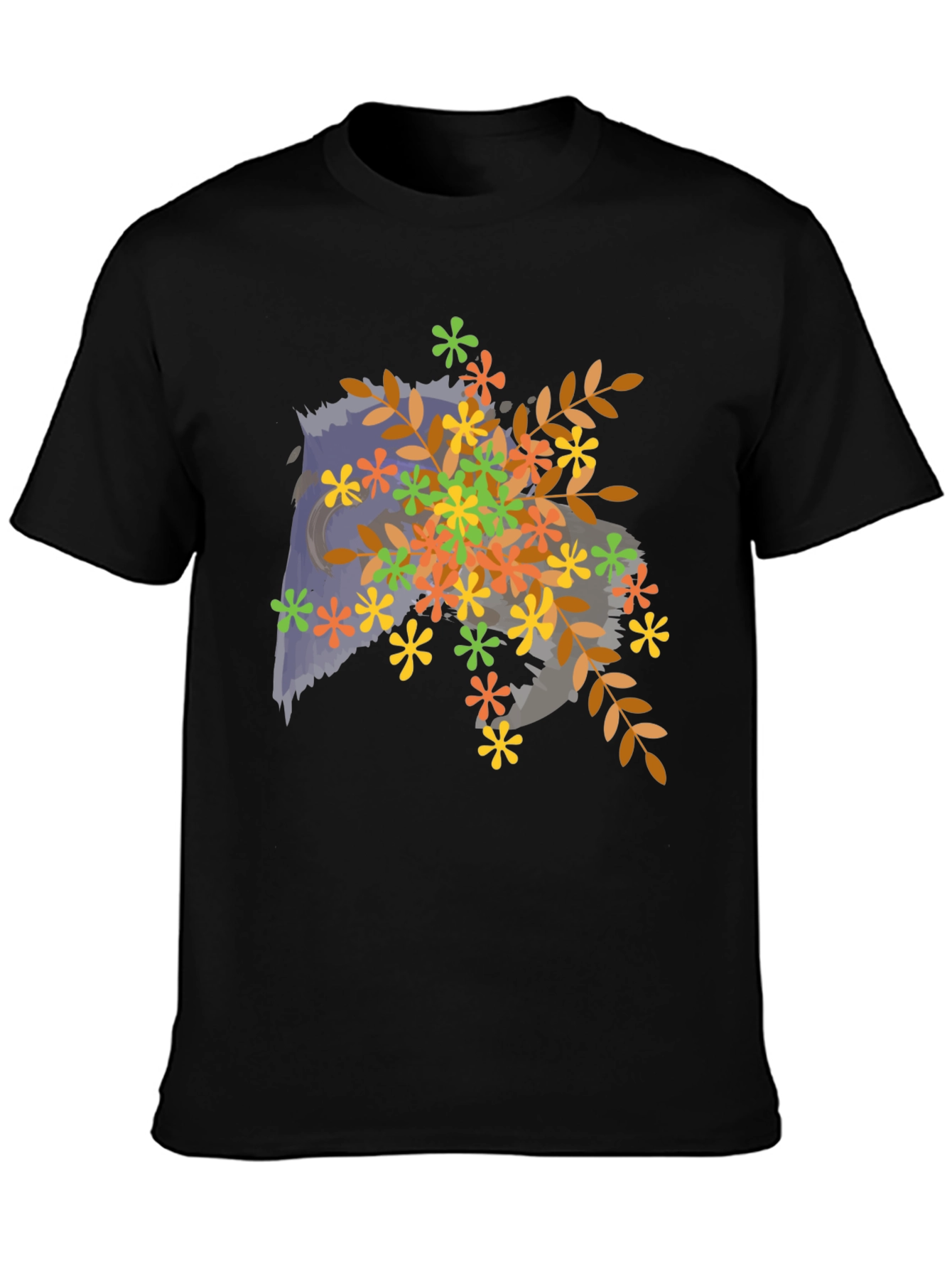 Floral Owl Graphic Tee - Mens Black T-Shirt