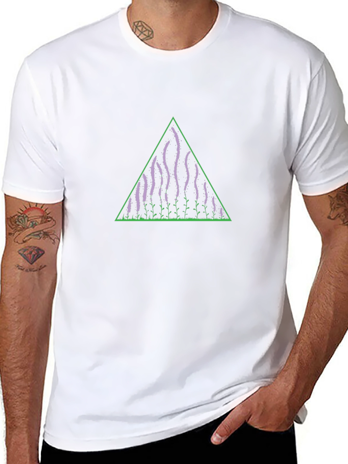 Lavender Field Triangle T-Shirt - Modern Graphic Tee