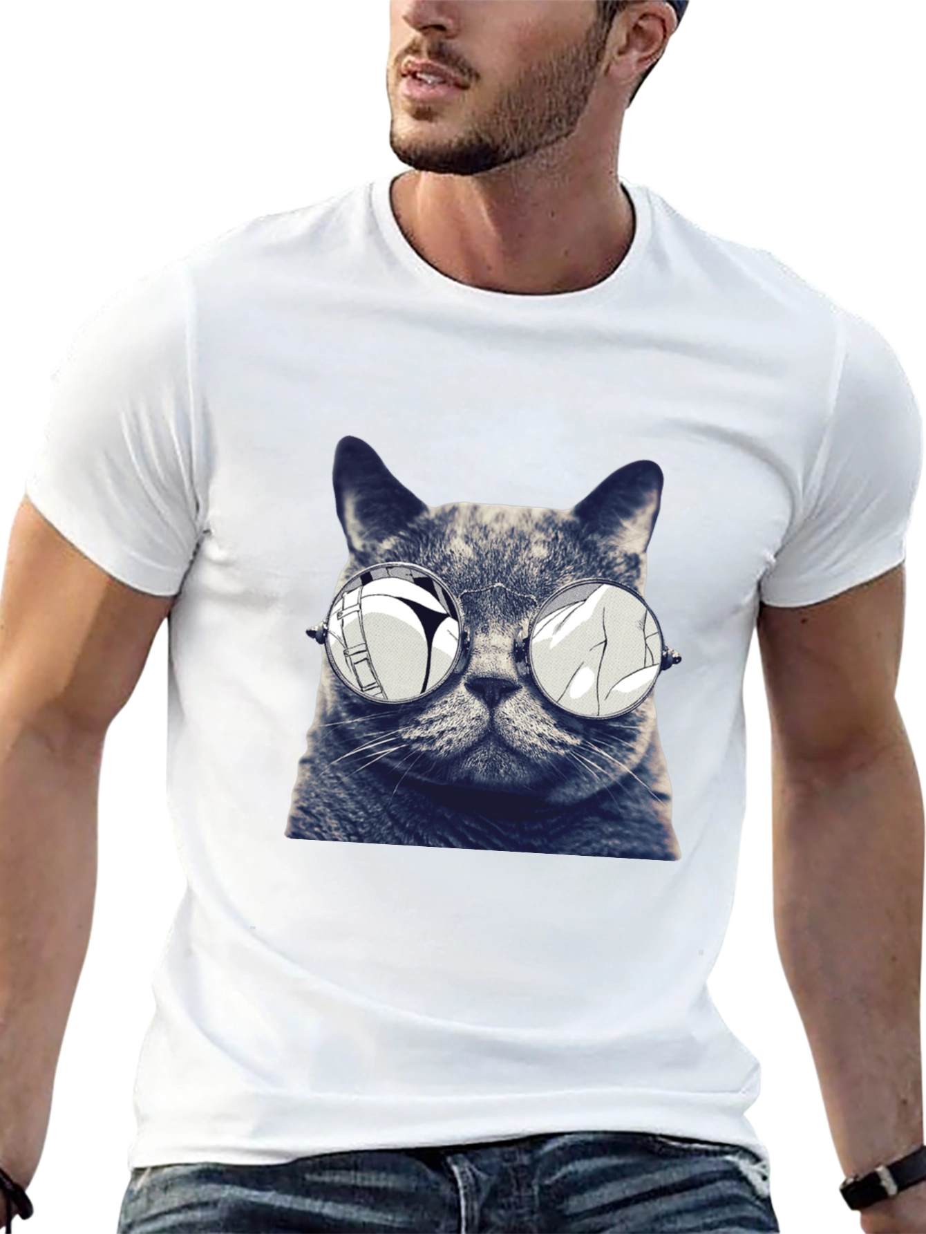 Cool Cat Tee - Reflective Sunglasses