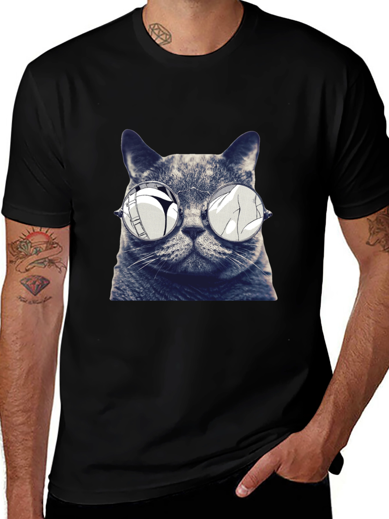 Cool Cat Tee - Reflective Sunglasses