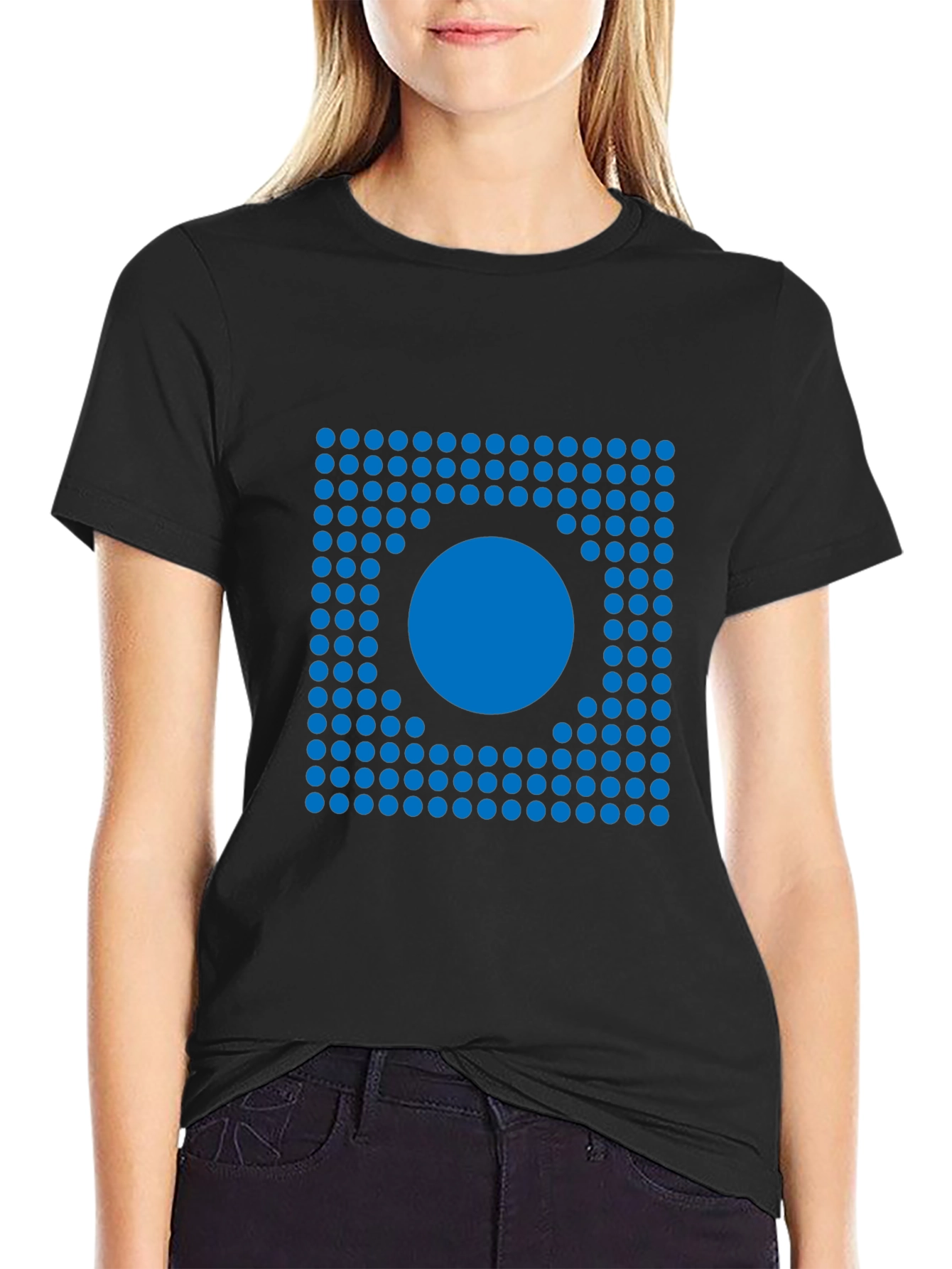 Abstract Circle Graphic Print Black T-Shirt
