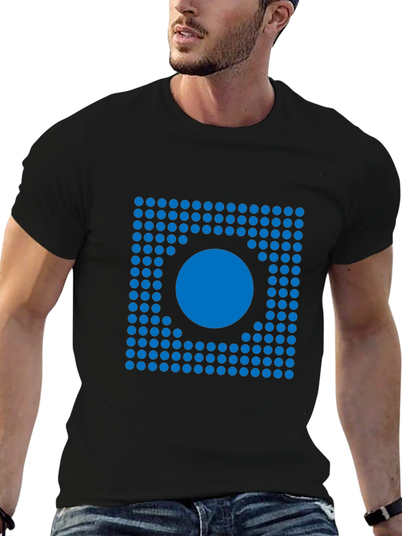 Abstract Circle Graphic Print Black T-Shirt