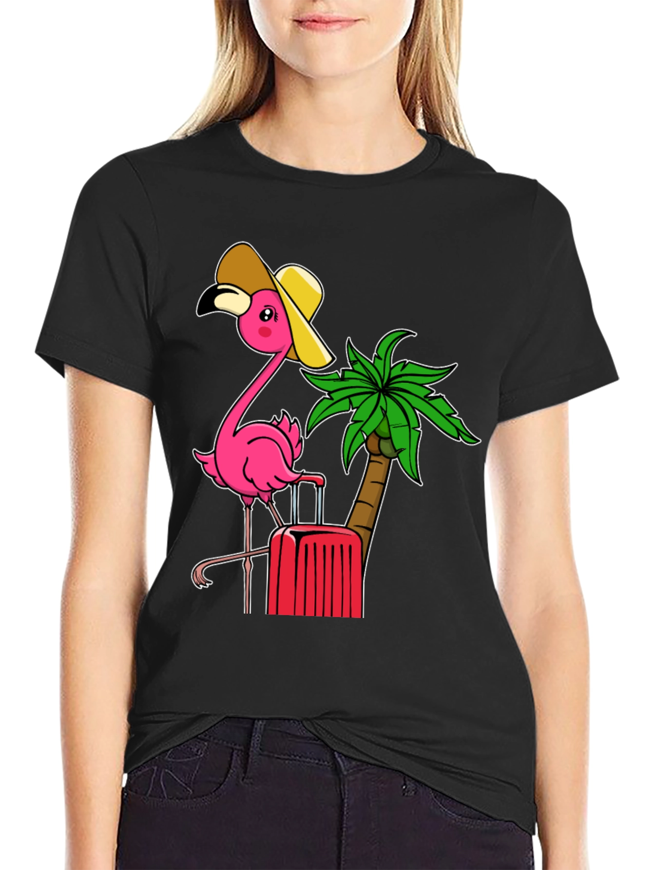 Tropical Flamingo Vacation Graphic Tee