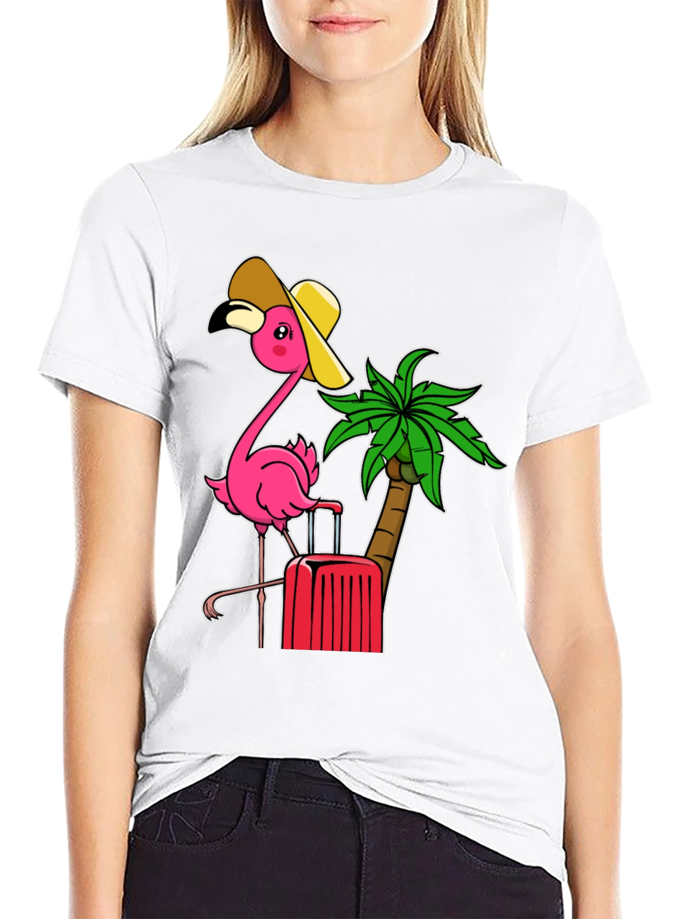 Tropical Flamingo Vacation Graphic Tee