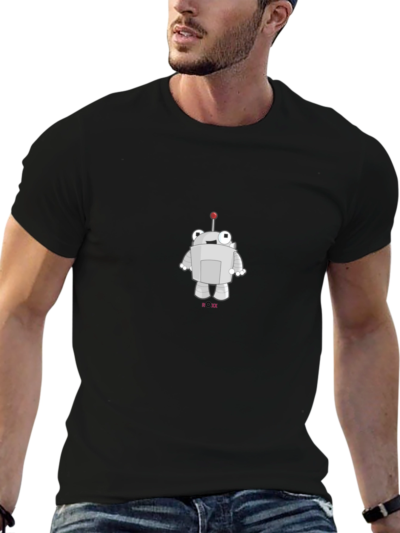Robot Graphic Tee - Black Casual T-Shirt