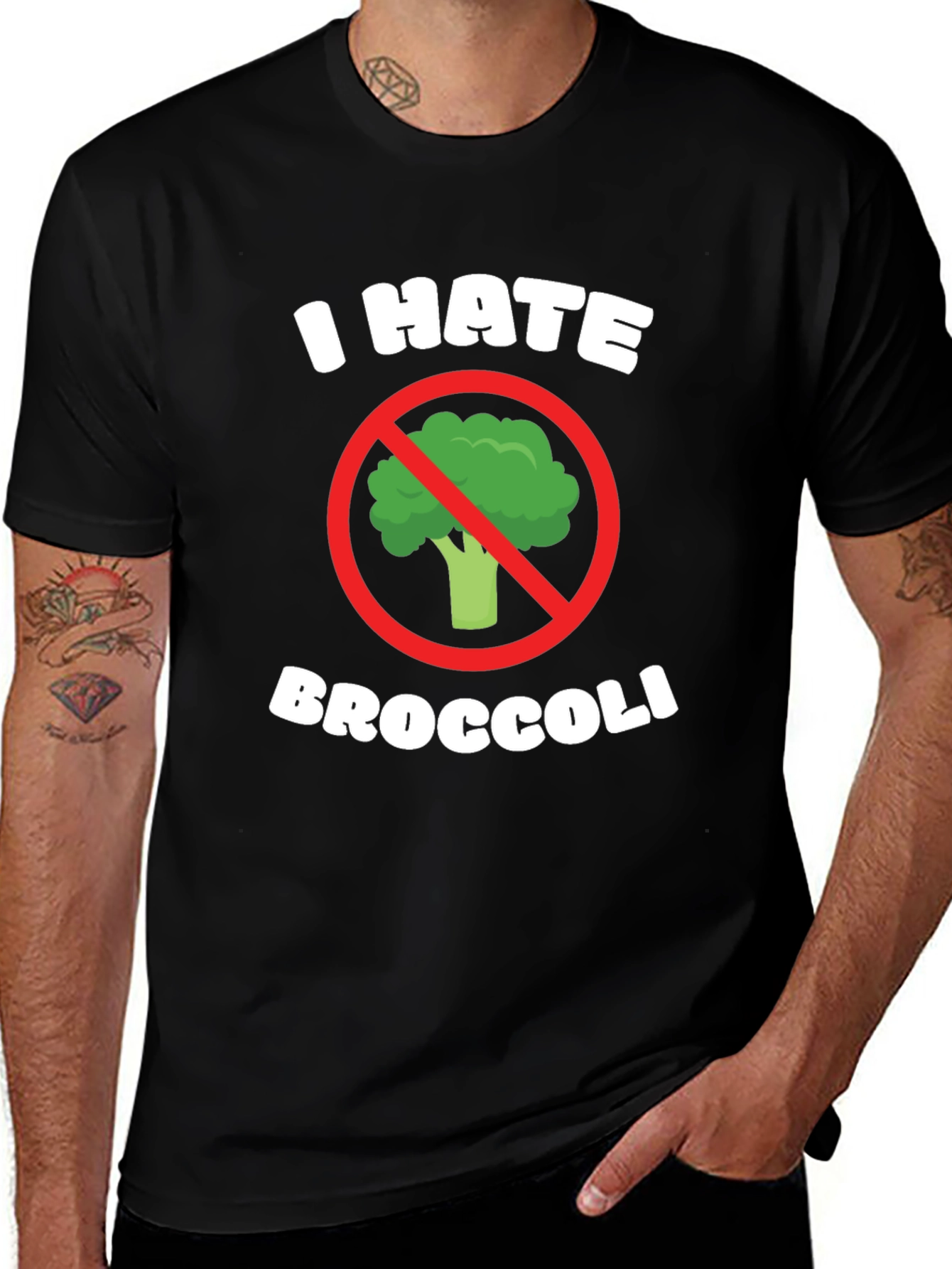 I Hate Broccoli Graphic Tee - Black T-Shirt