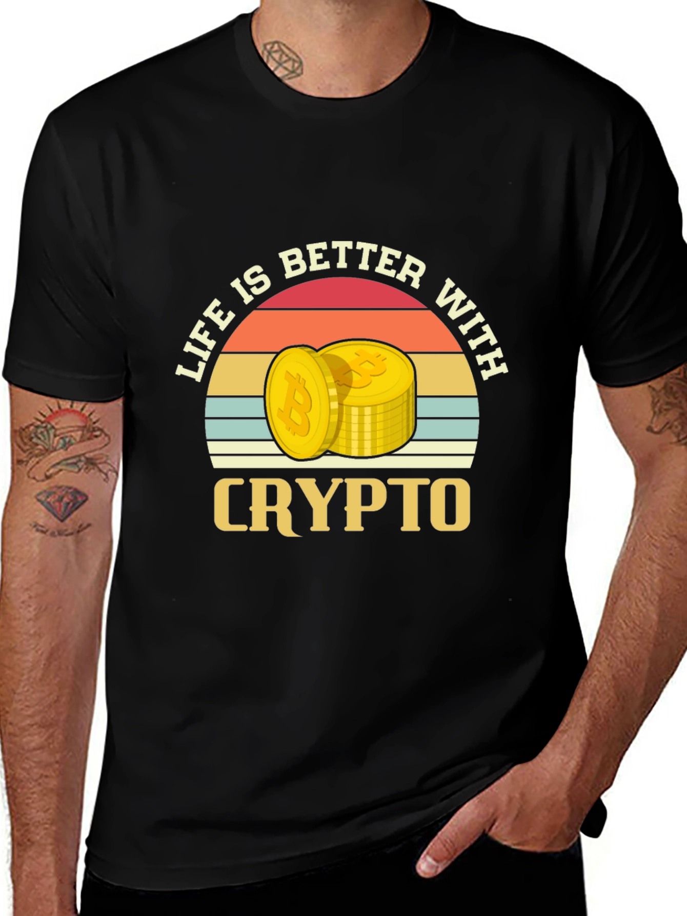 Life is Better With Crypto T-Shirt - Bitcoin Design