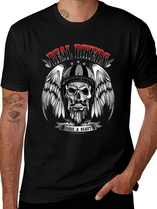 Real Bikers Skull Graphic T-Shirt