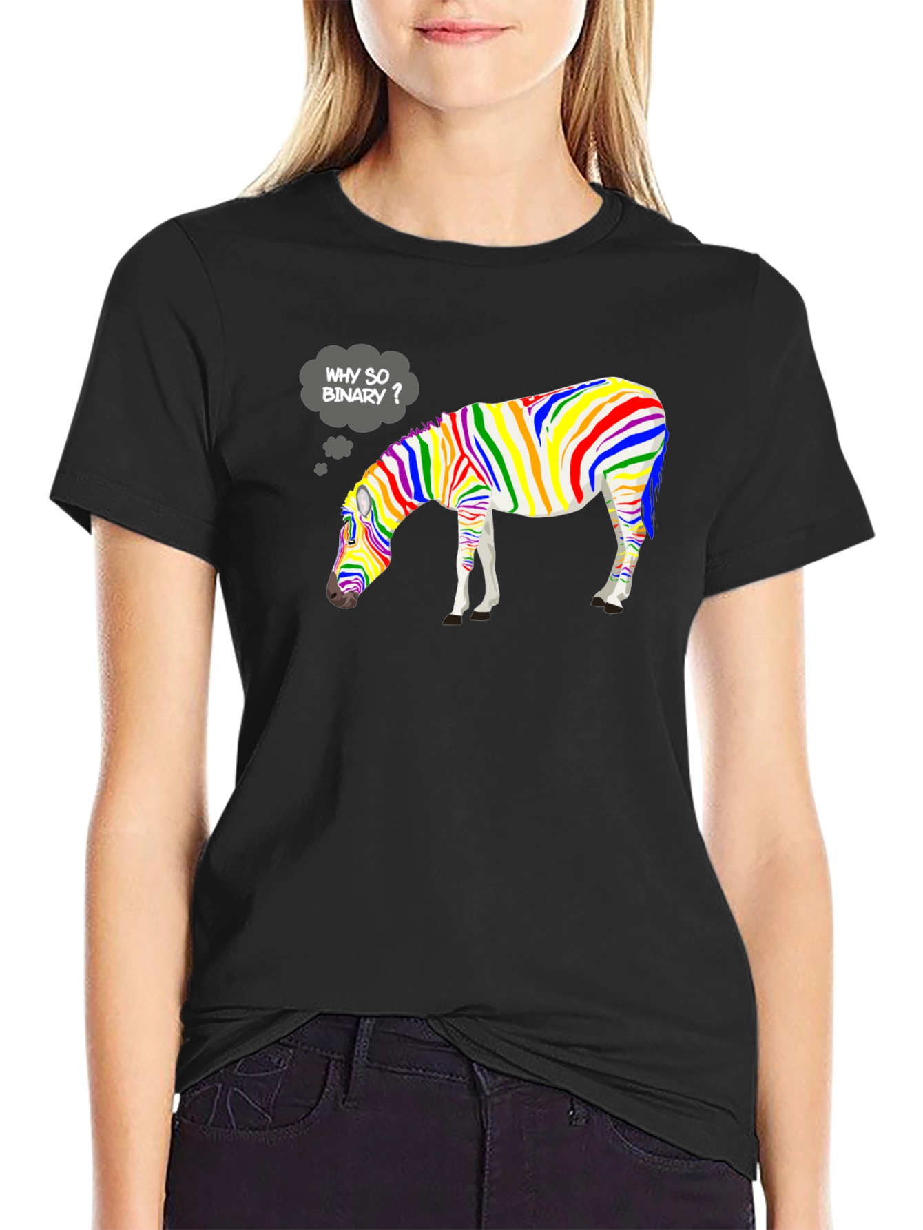 Why So Binary? Rainbow Zebra Graphic Tee
