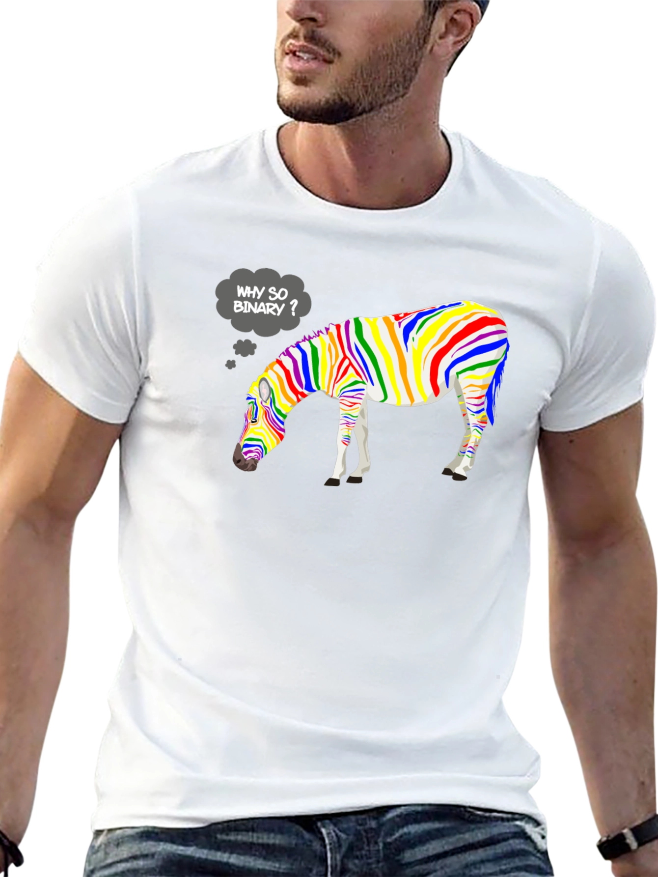 Why So Binary? Rainbow Zebra Graphic Tee