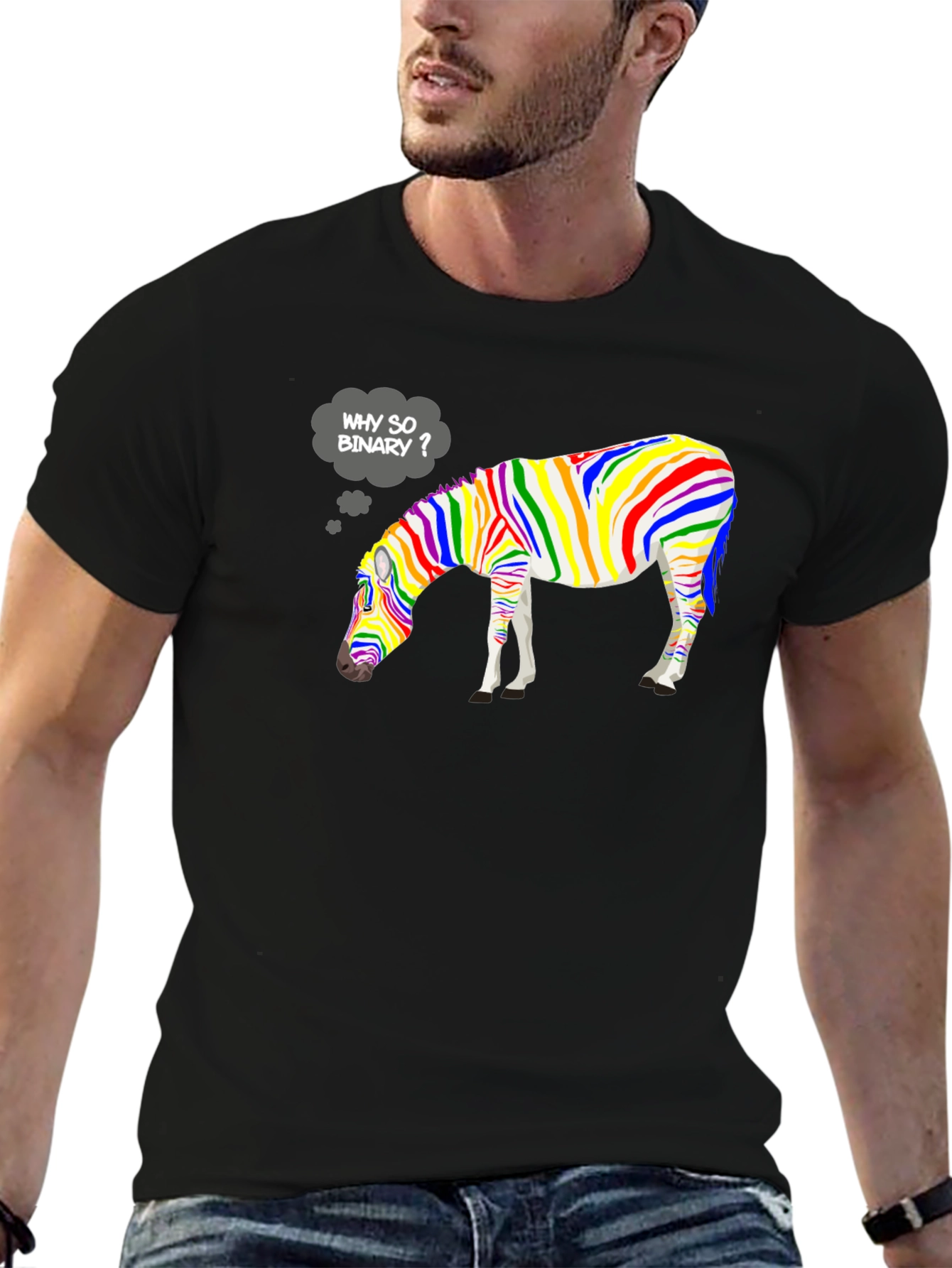 Why So Binary? Rainbow Zebra Graphic Tee